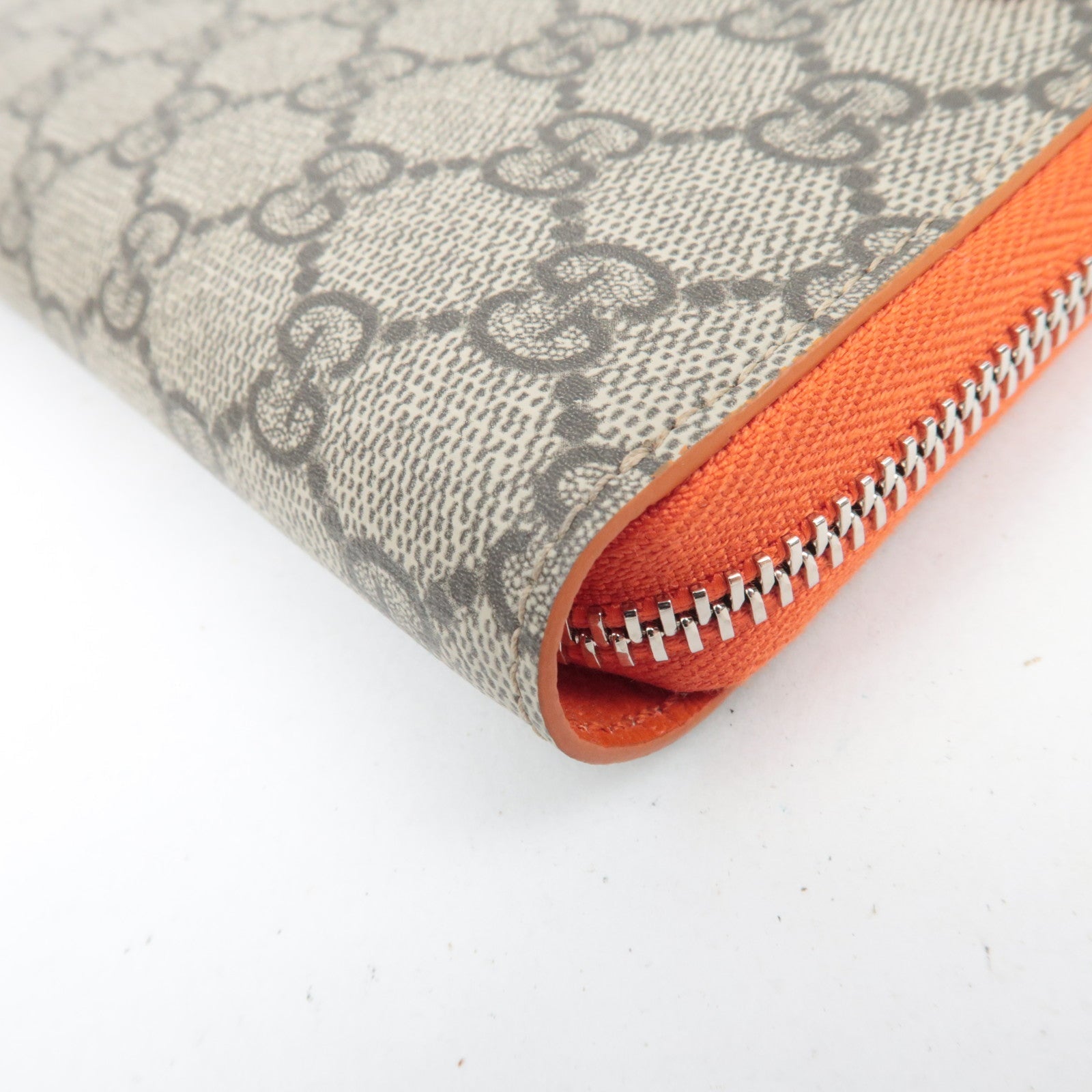 GUCCI Long Wallet GG Supreme Leather Beige Orange 822051