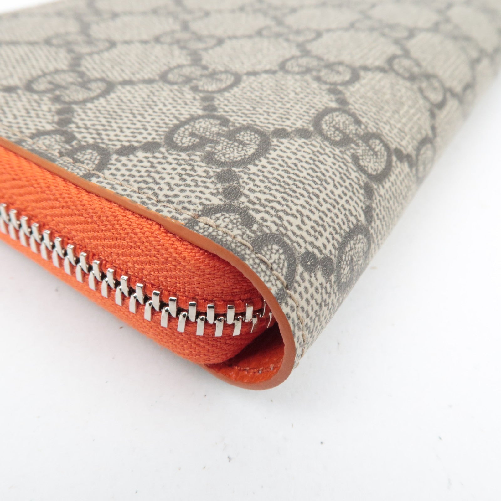 GUCCI Long Wallet GG Supreme Leather Beige Orange 822051