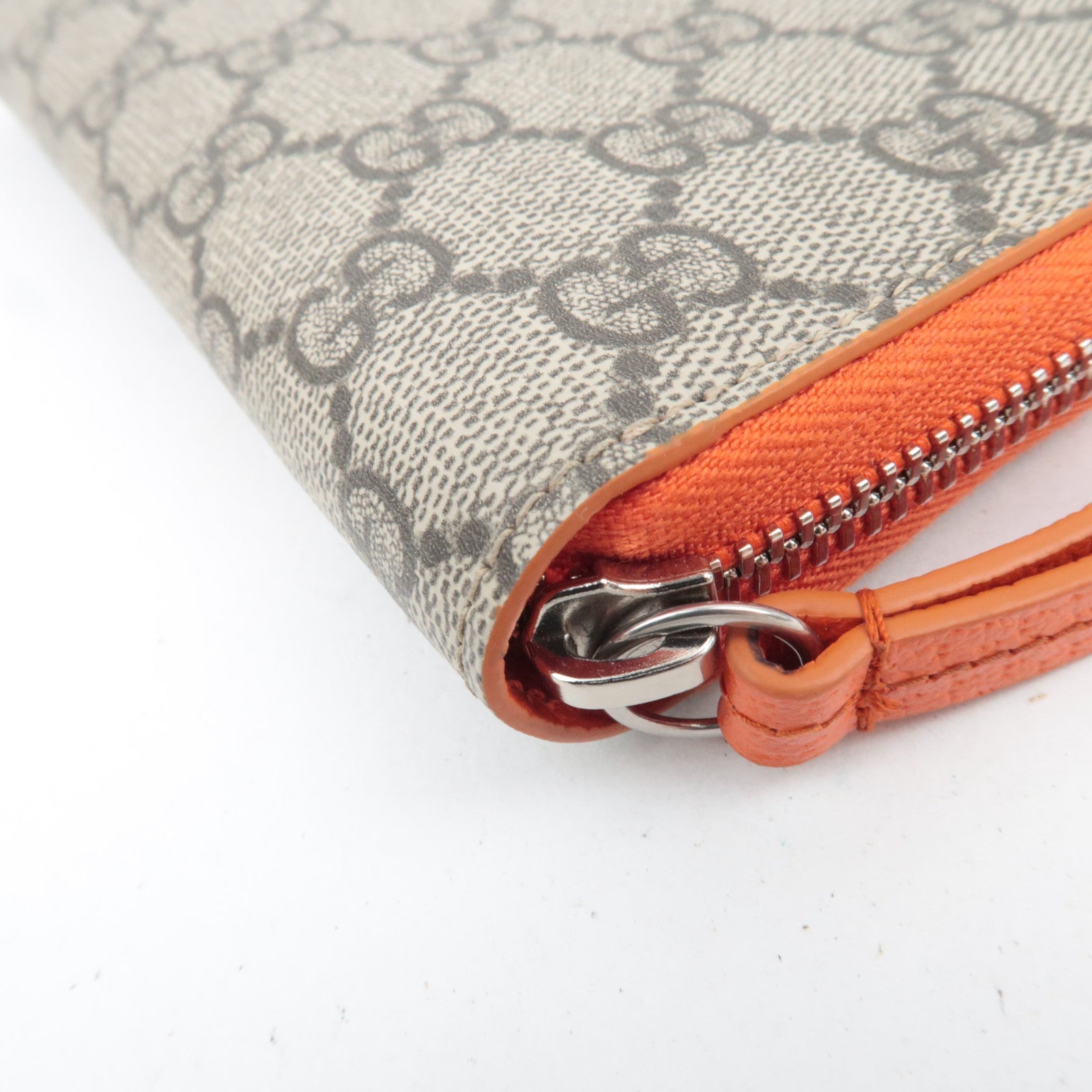 GUCCI Long Wallet GG Supreme Leather Beige Orange 822051