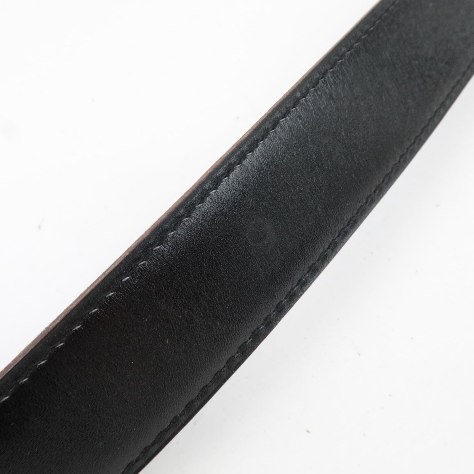 HERMES Constance H Leather Belt Reversible H Stamp (2004) Black Light Blue