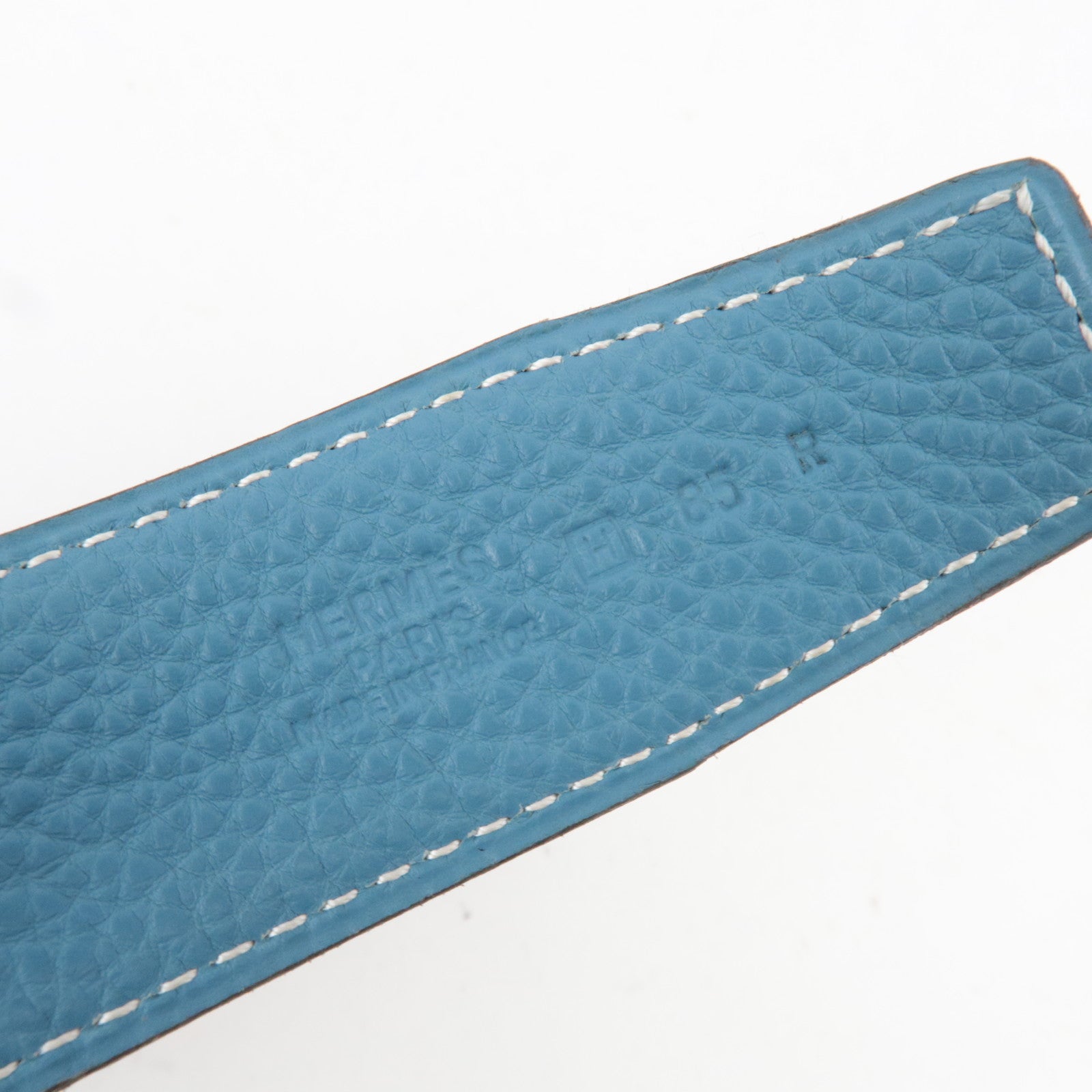 HERMES Constance H Leather Belt Reversible H Stamp (2004) Black Light Blue