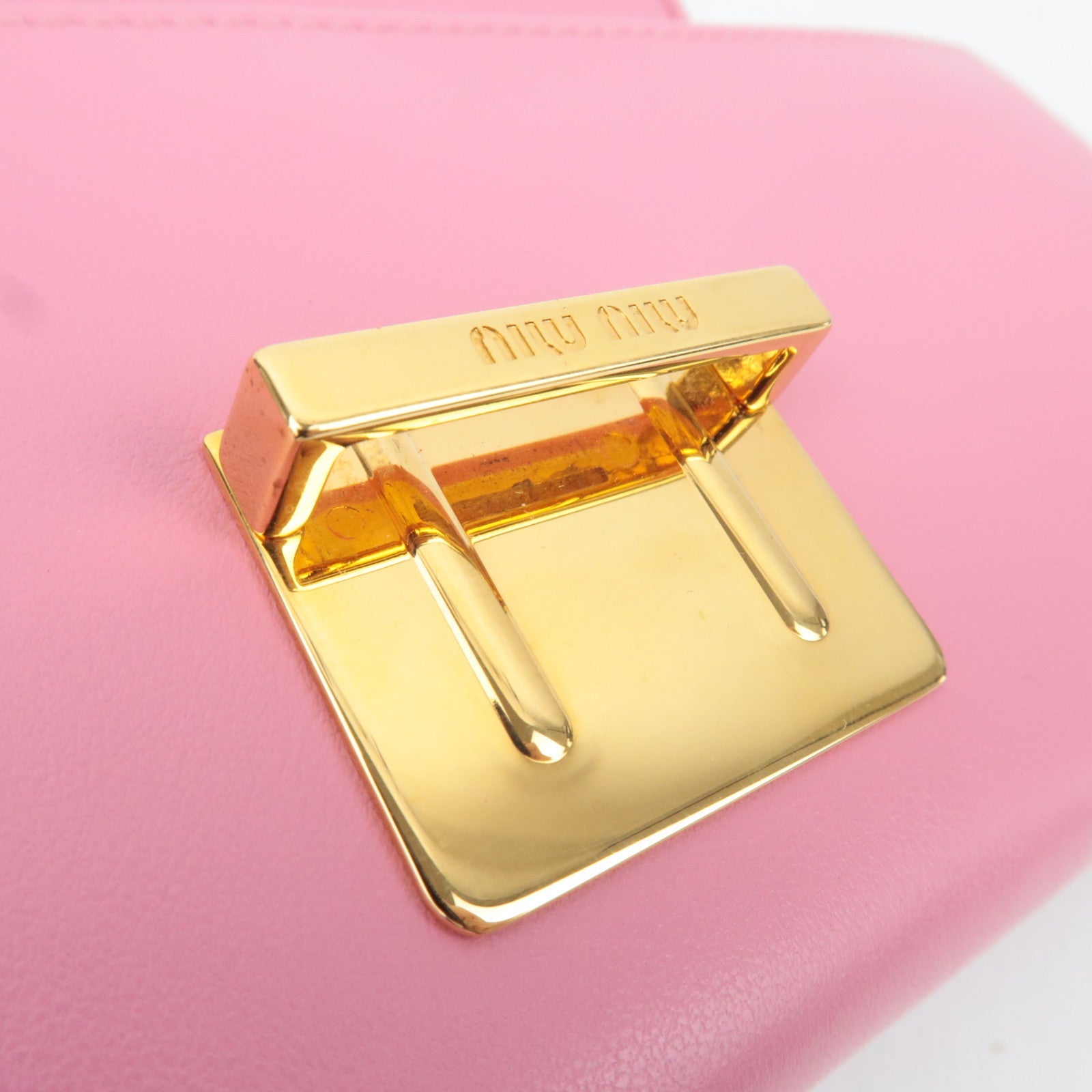 MIU MIU Bifold Leather Long Wallet Pink 5M1379