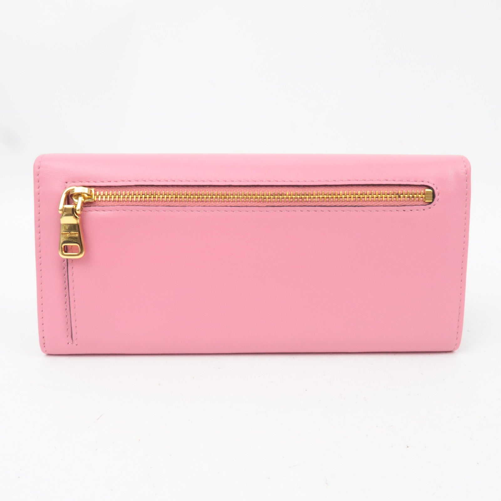MIU MIU Bifold Leather Long Wallet Pink 5M1379