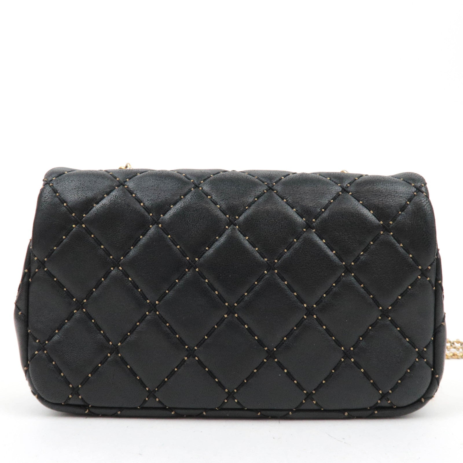 CHANEL Mini Matelasse Chain Shoulder Bag Lambskin Black 21198327