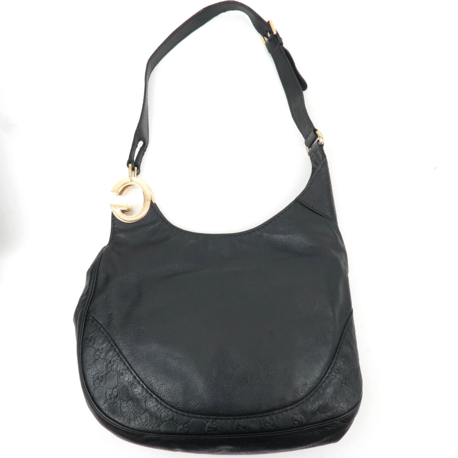 GUCCI Guccissima Leather Shoulder Bag Black 203503