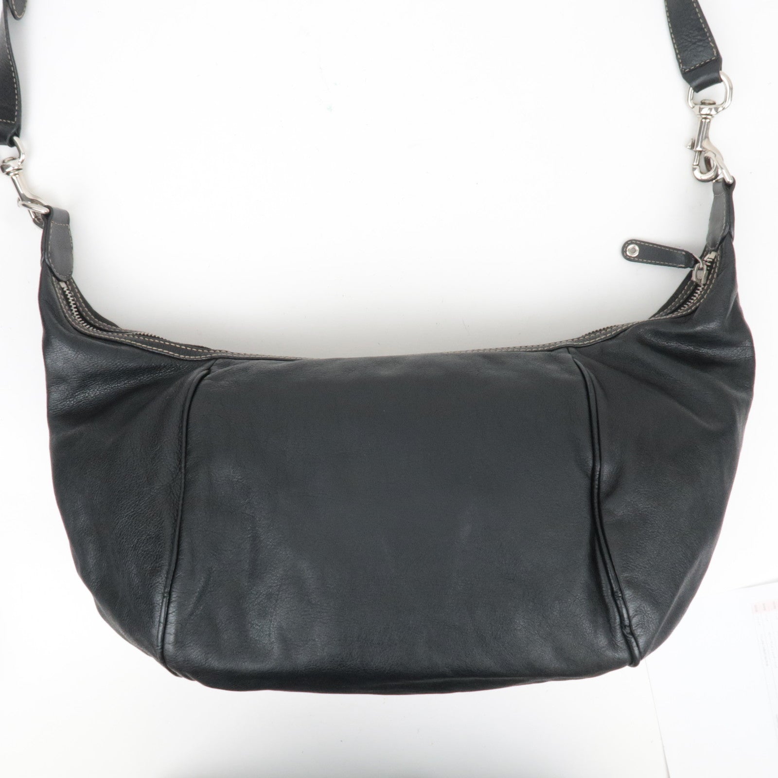 GUCCI Box Logo Leather Shoulder Bag Black 223336