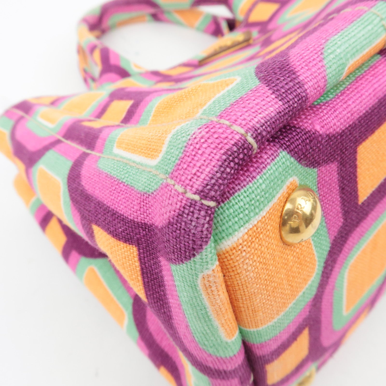 PRADA Canapa Mini Geometric Tote Bag Canvas Pink 1BG439