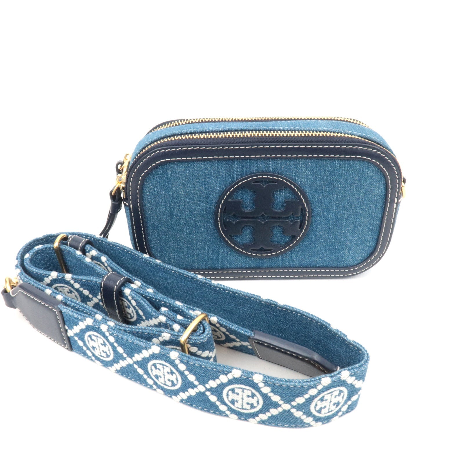 TORY BURCH Denim Leather Shoulder Bag86582