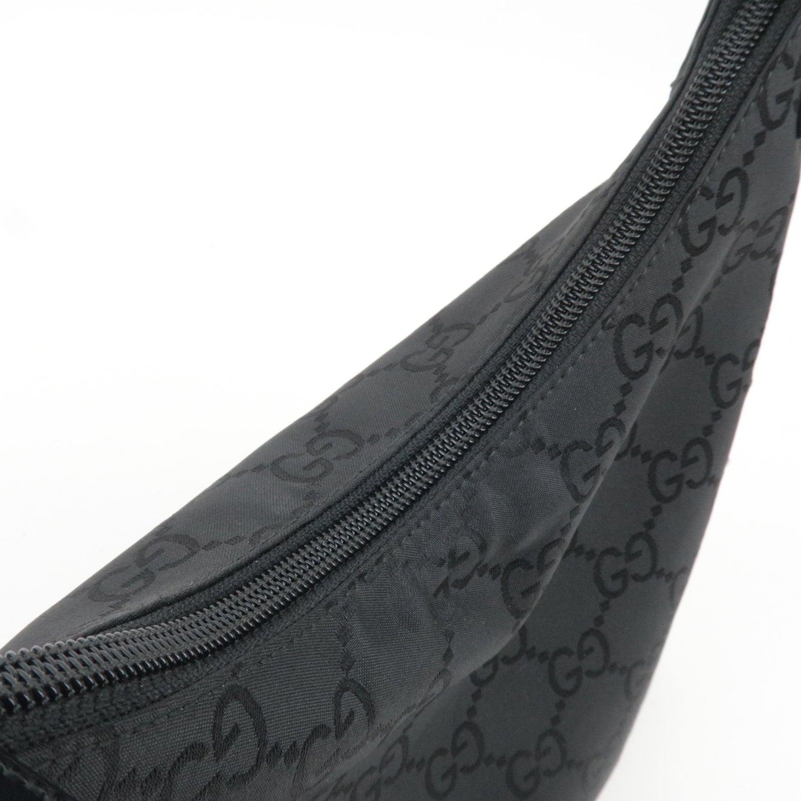 GUCCI GG Nylon Leather Shoulder Bag Black 179776