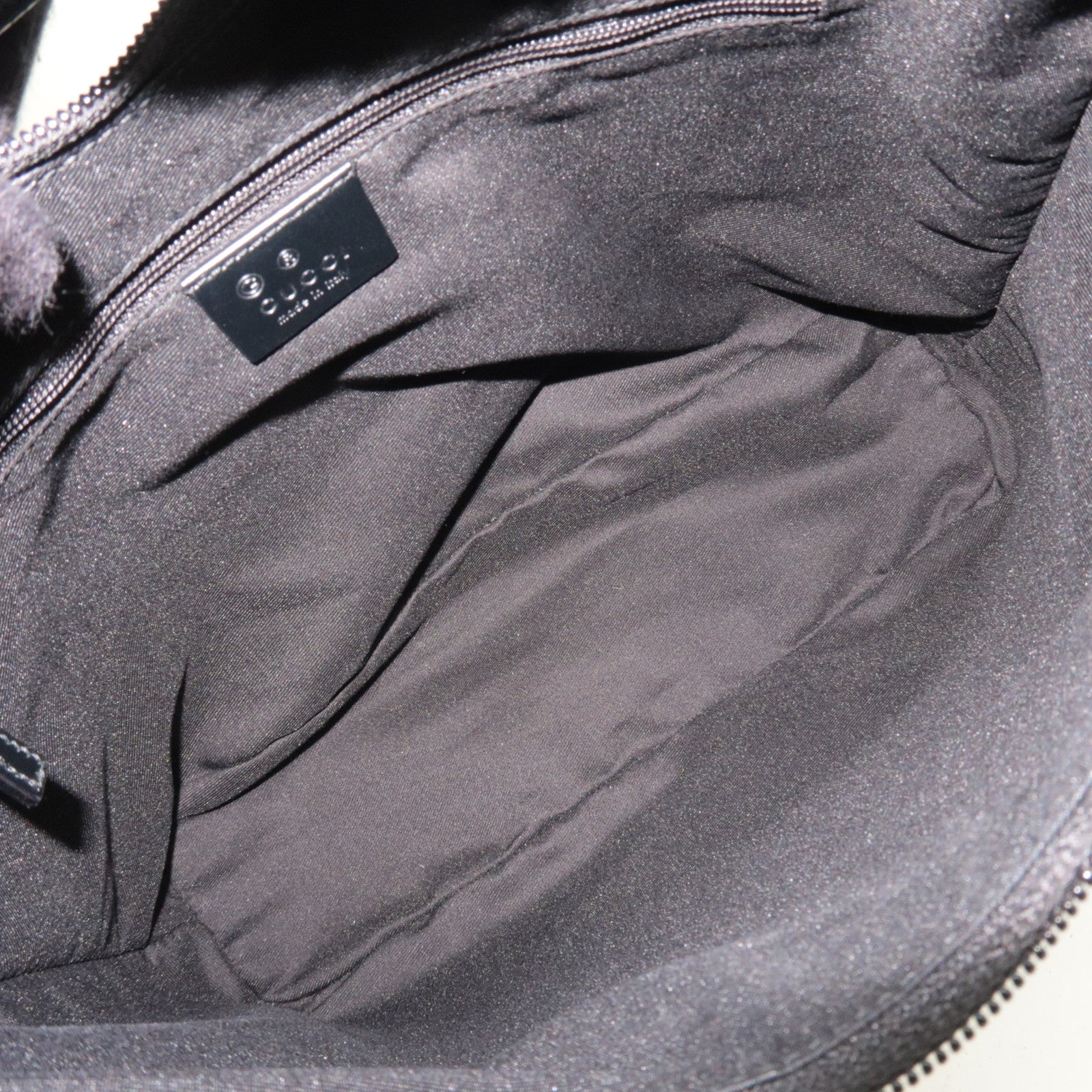 GUCCI GG Nylon Leather Shoulder Bag Black 179776