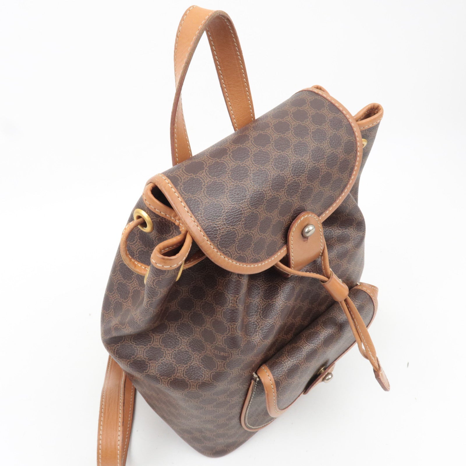 CELINE Macadam PVC Leather Backpack Brown