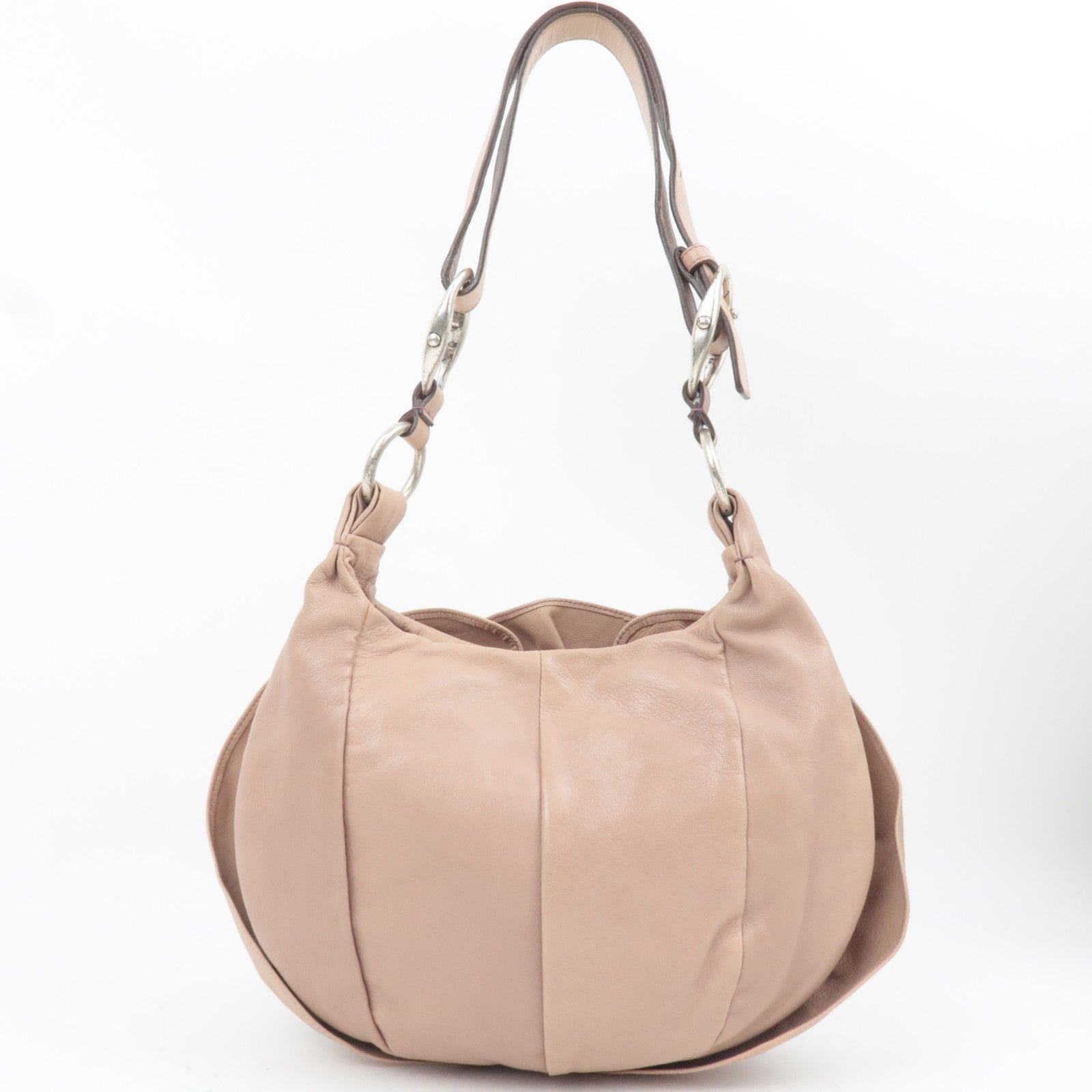 SAINT LAURENT YSL Nadja Leather Shoulder Bag Pink Beige