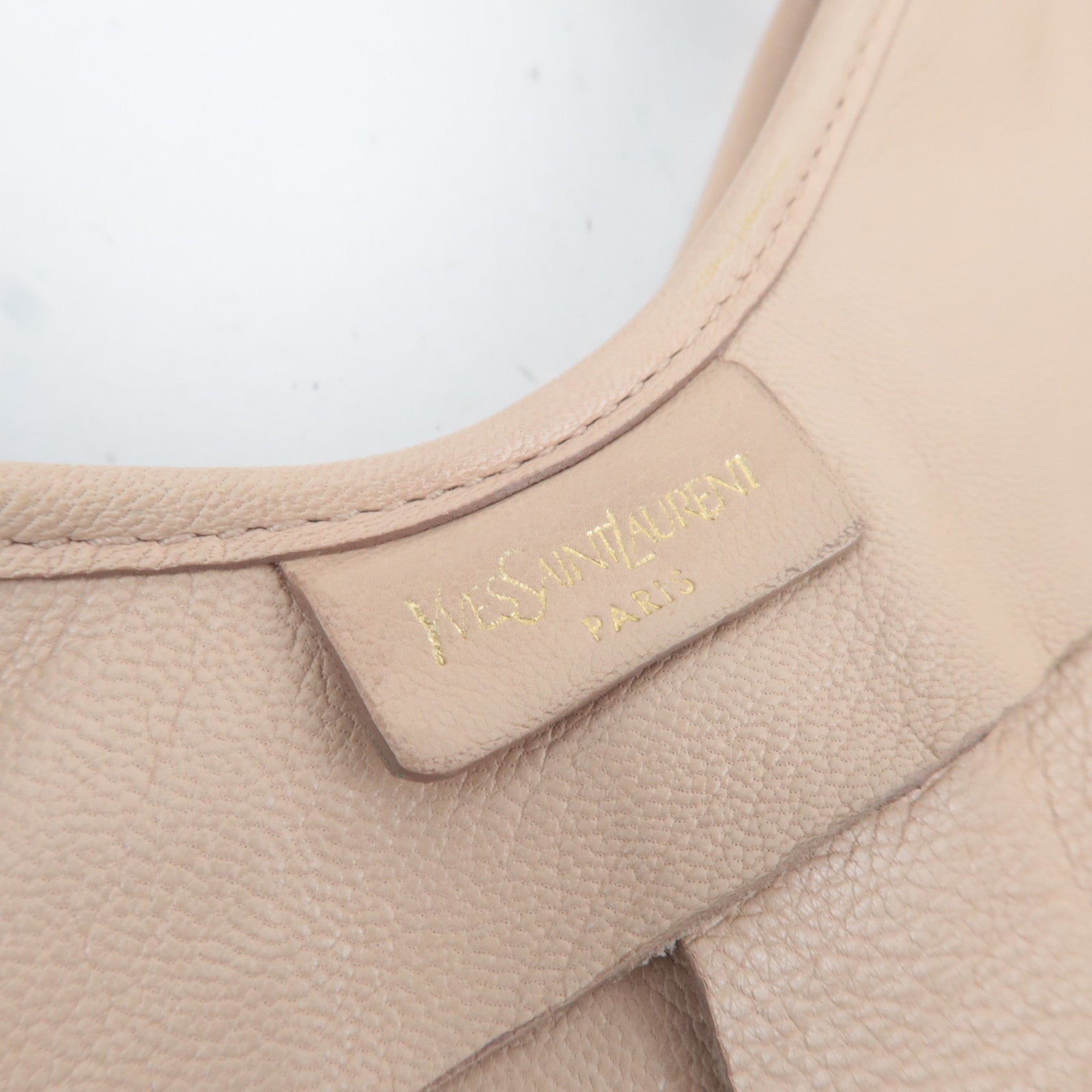 SAINT LAURENT YSL Saint Tropez Ruffle Leather Shoulder Bag Pink Beige 122244