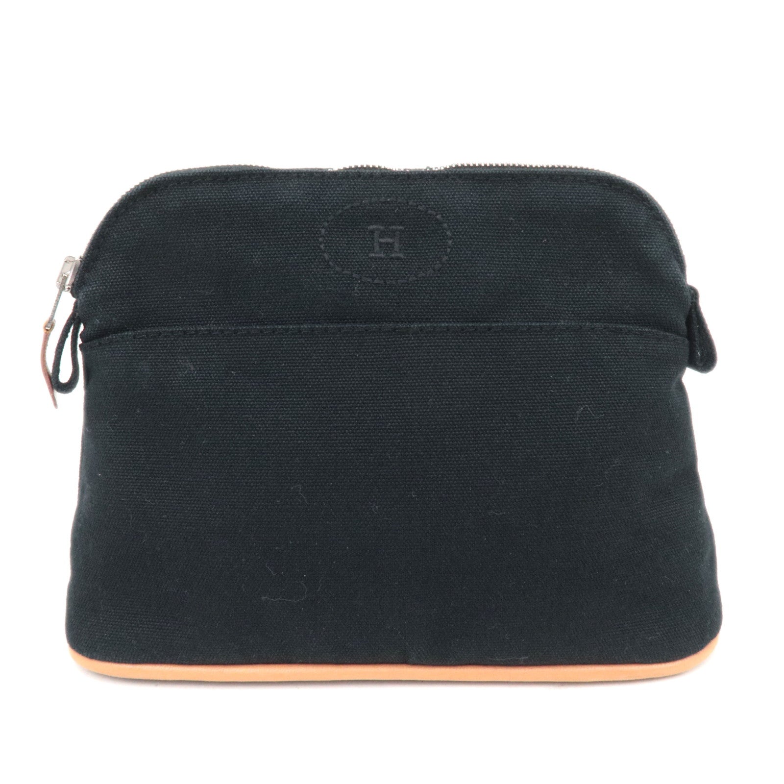 HERMES Bolide Pouch Mini 20 Canvas Leather Black86621