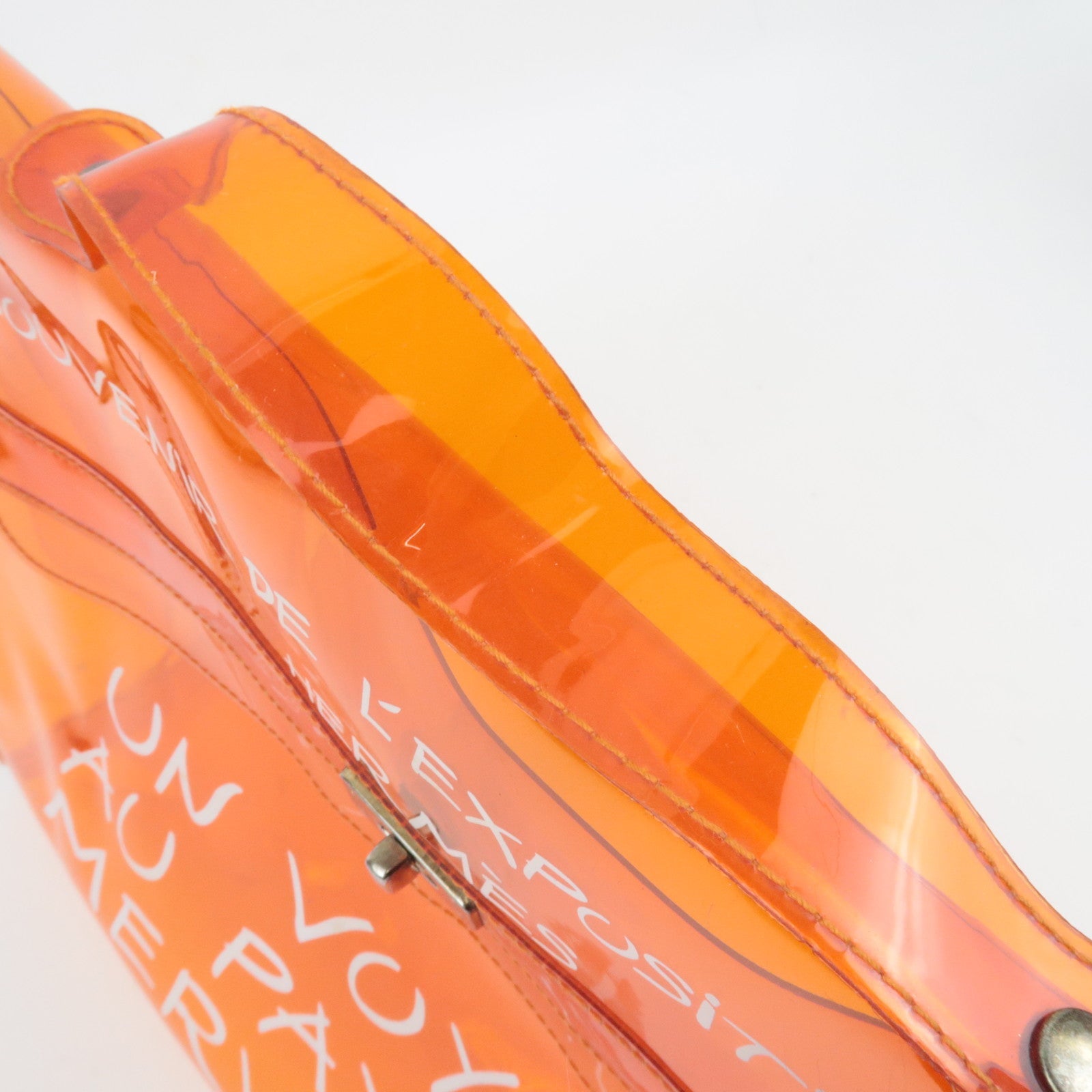 HERMES Vinyl Kelly Handbag Clear Orange