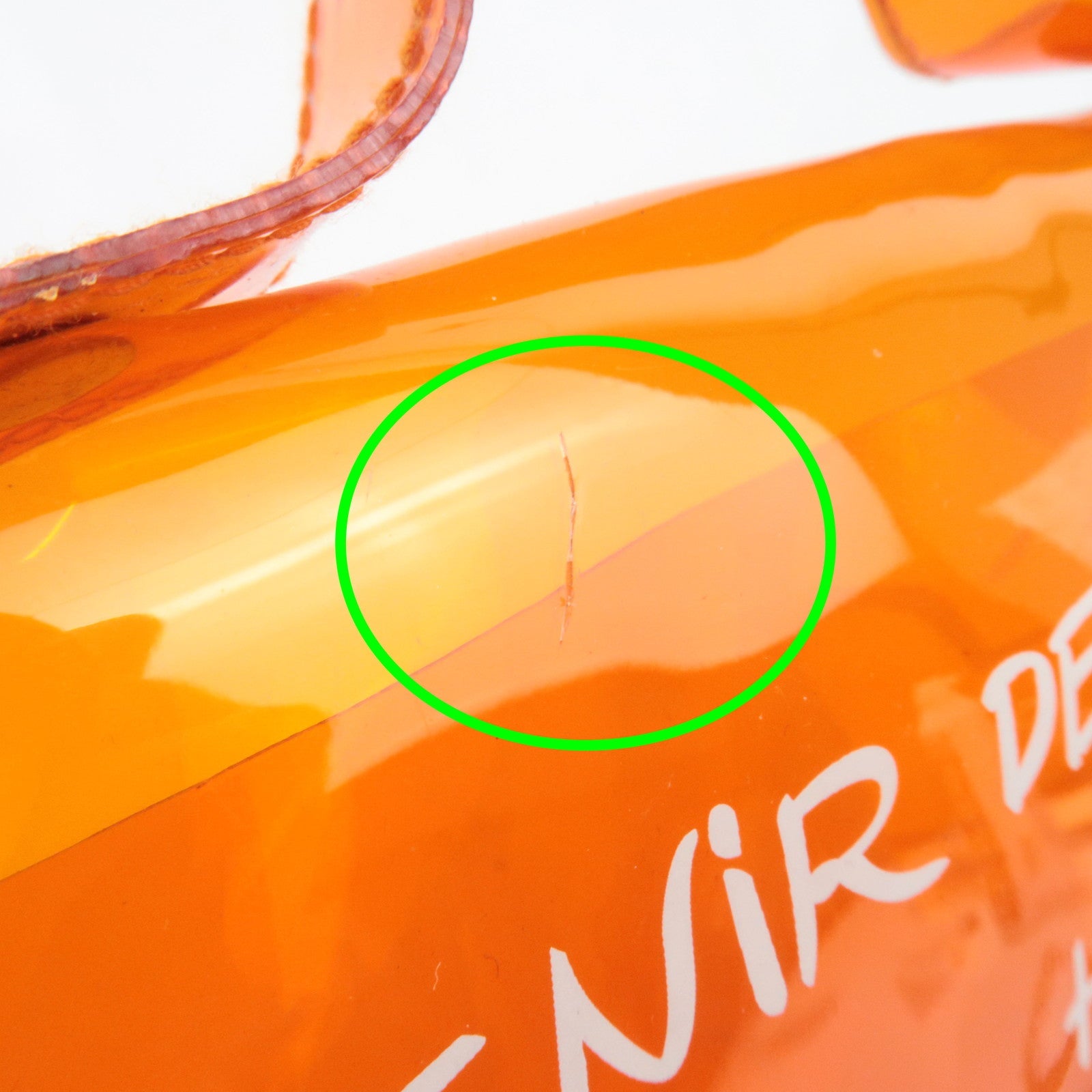 HERMES Vinyl Kelly Handbag Clear Orange