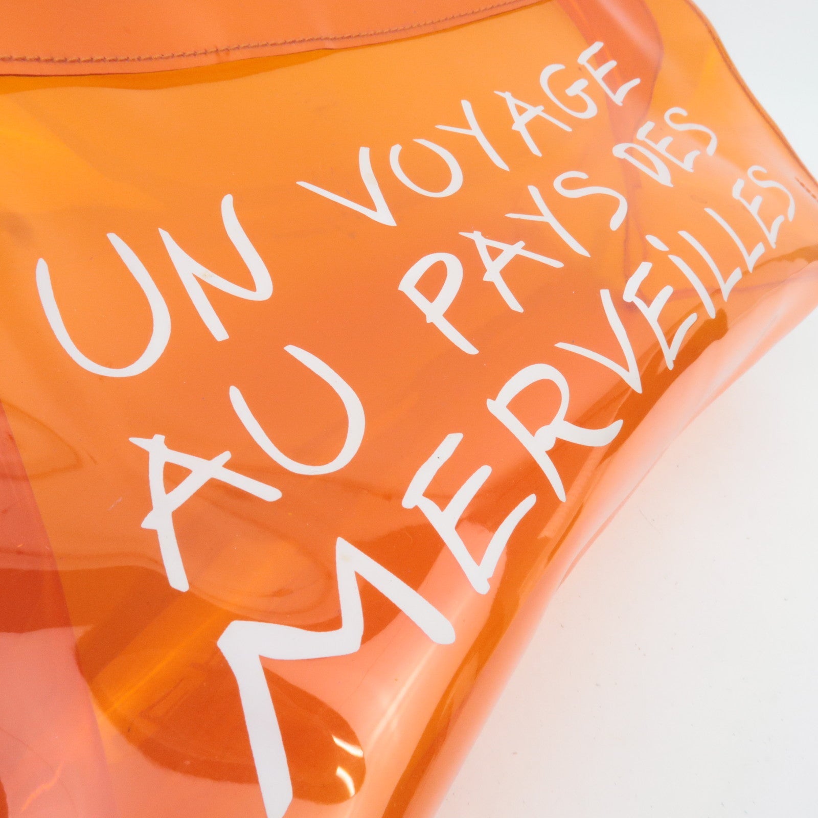 HERMES Vinyl Kelly Handbag Clear Orange