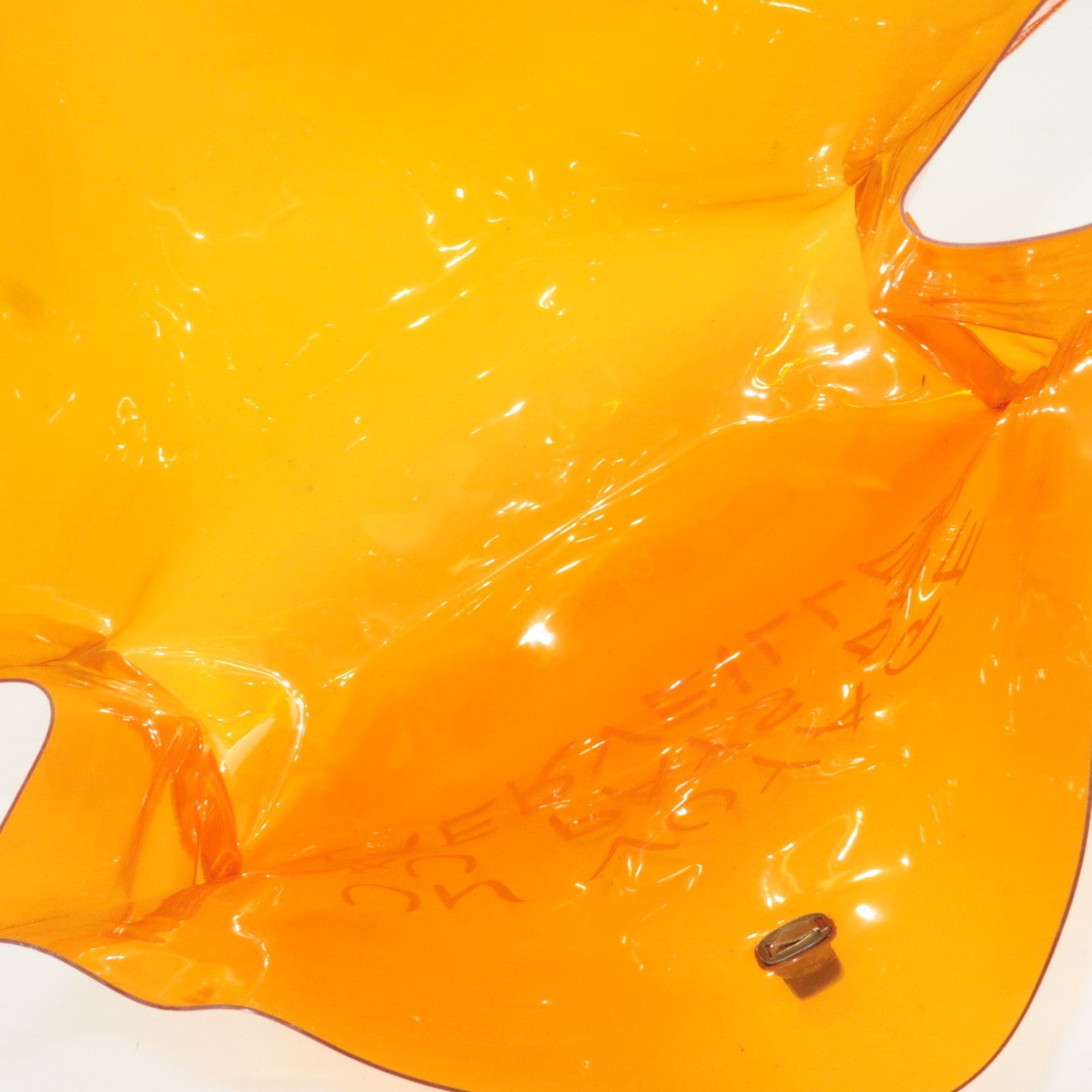 HERMES Vinyl Kelly Handbag Clear Orange