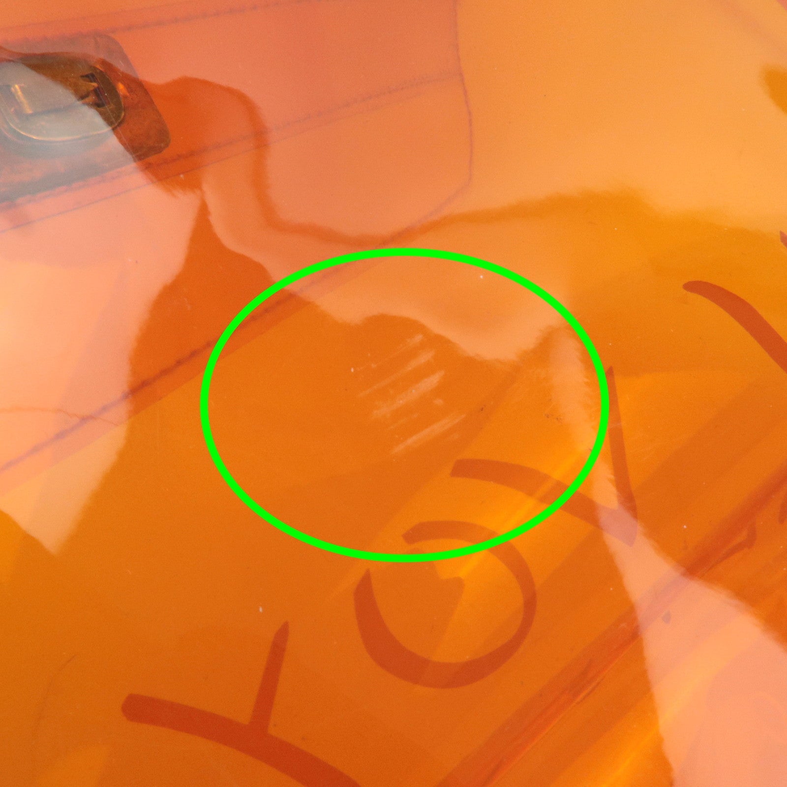 HERMES Vinyl Kelly Handbag Clear Orange