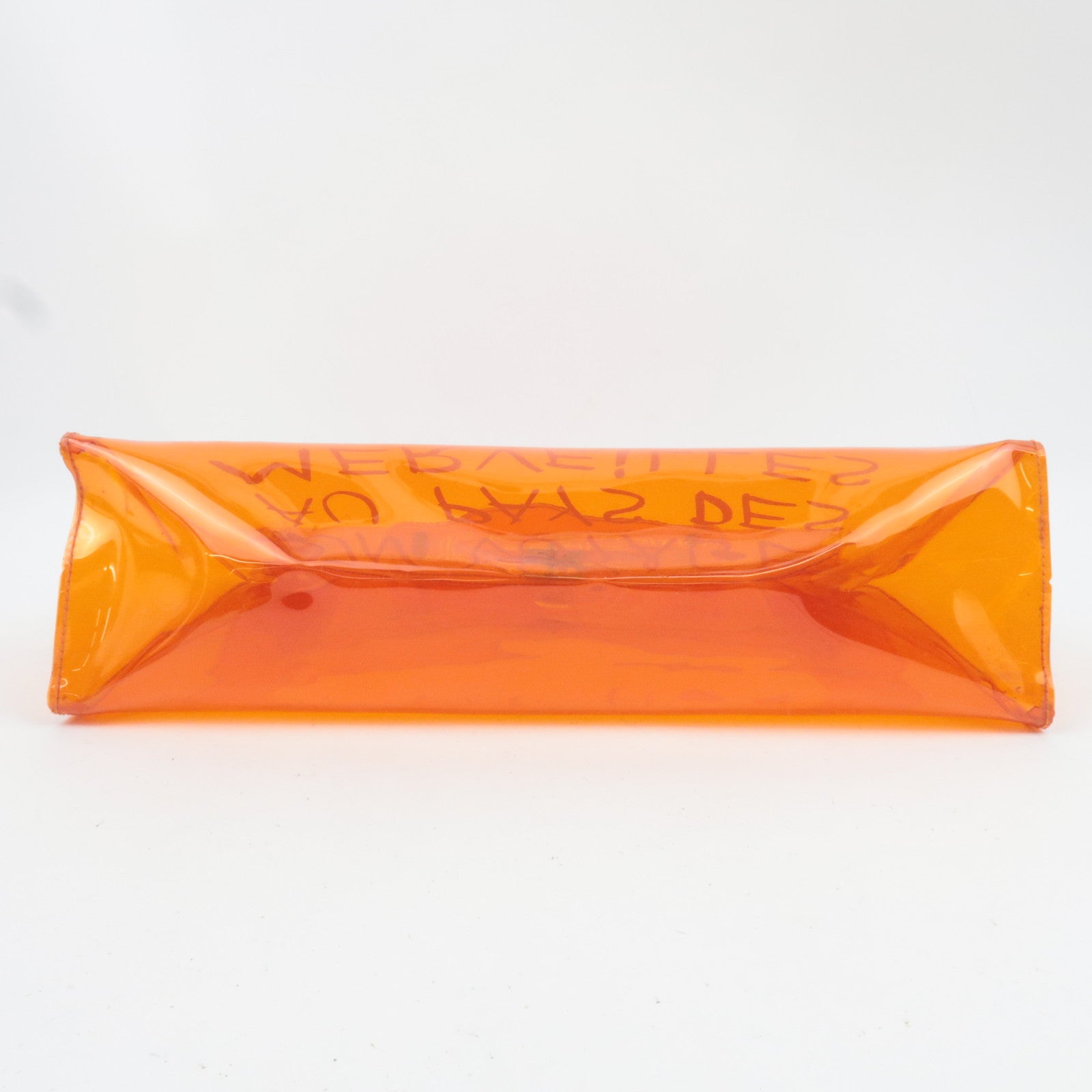 HERMES Vinyl Kelly Handbag Clear Orange