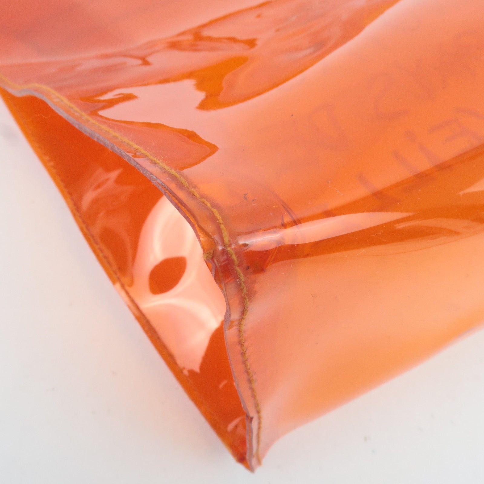 HERMES Vinyl Kelly Handbag Clear Orange