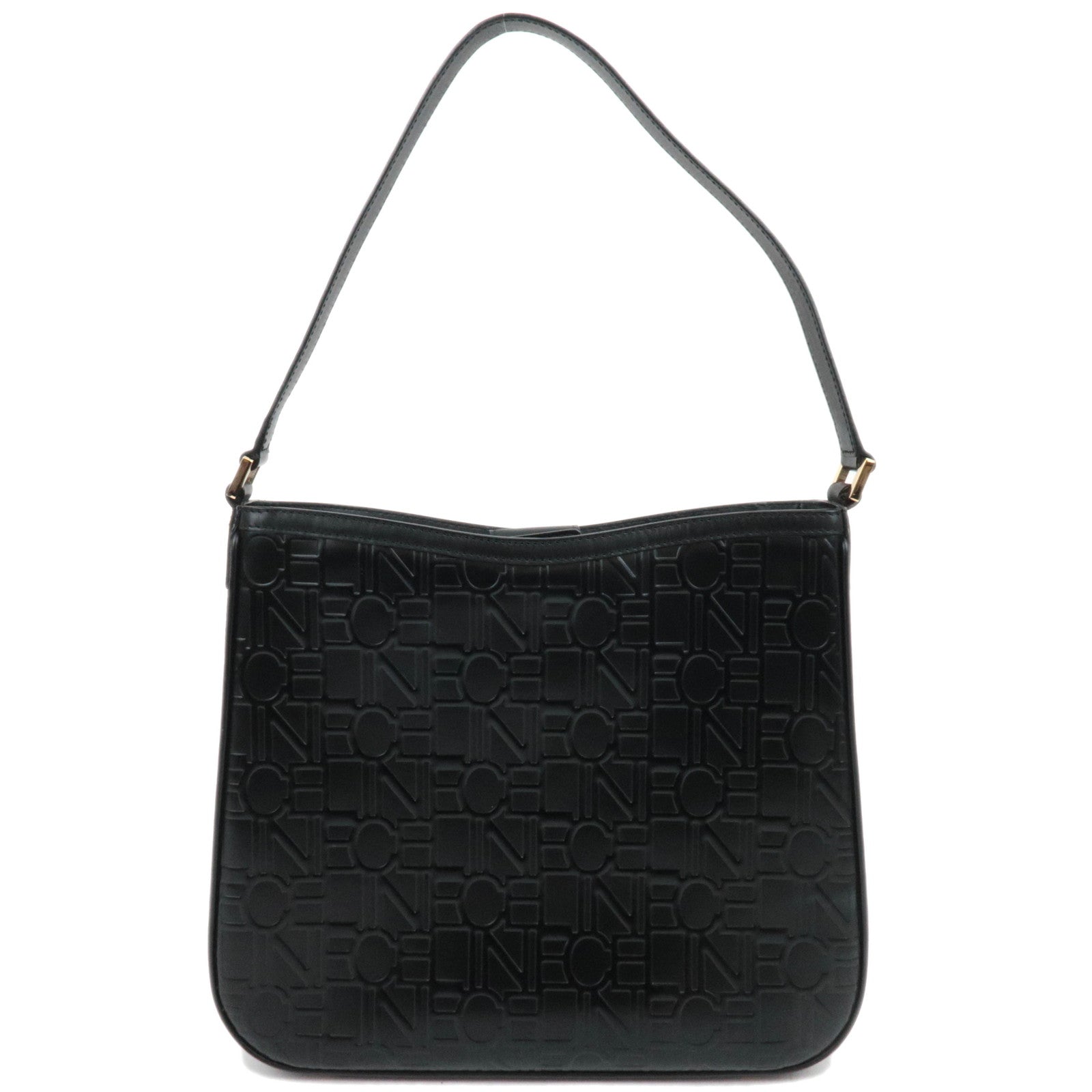 CELINE Logo Leather Shoulder Bag Black86670