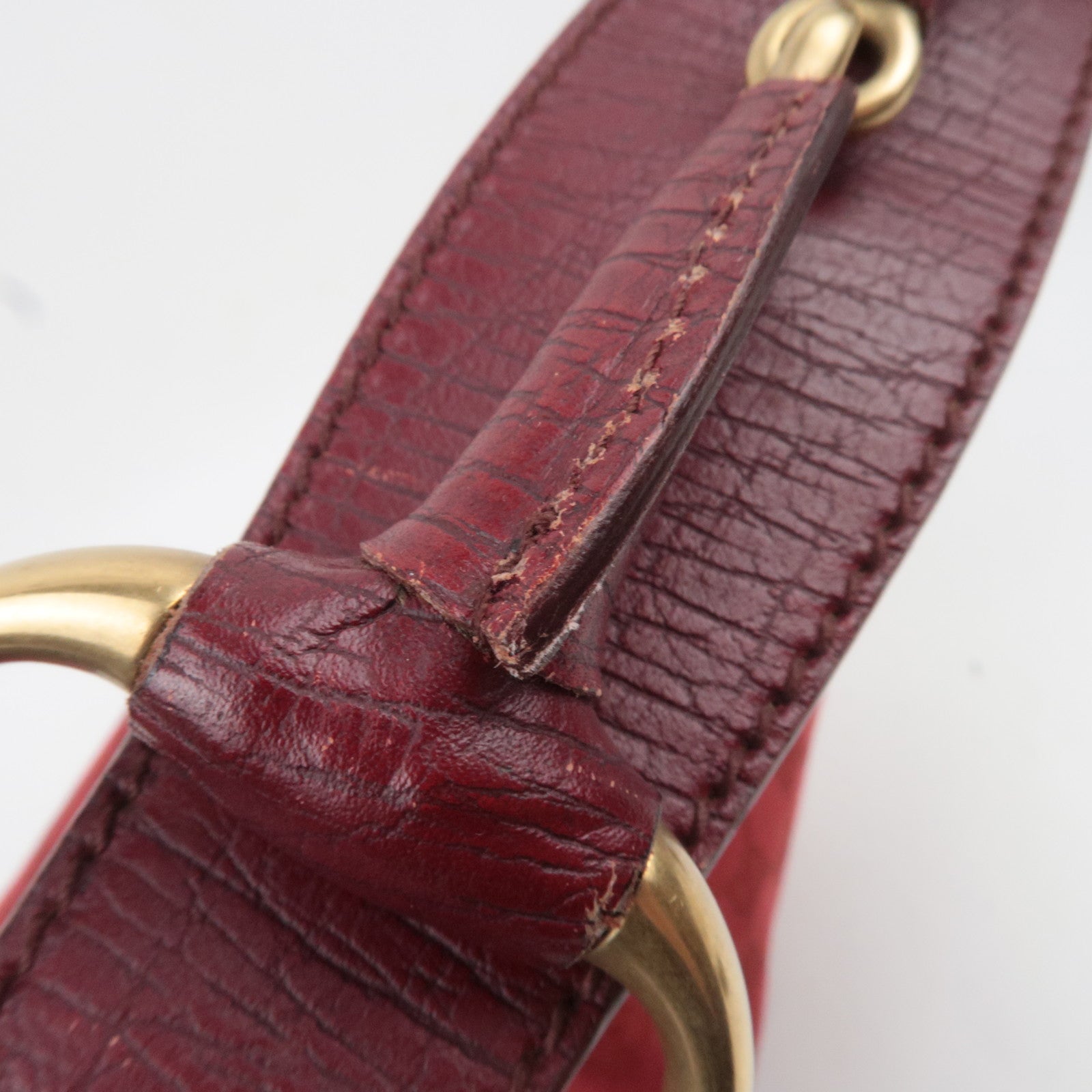 GUCCI Horsebit GG Canvas Shoulder Bag Red 115867