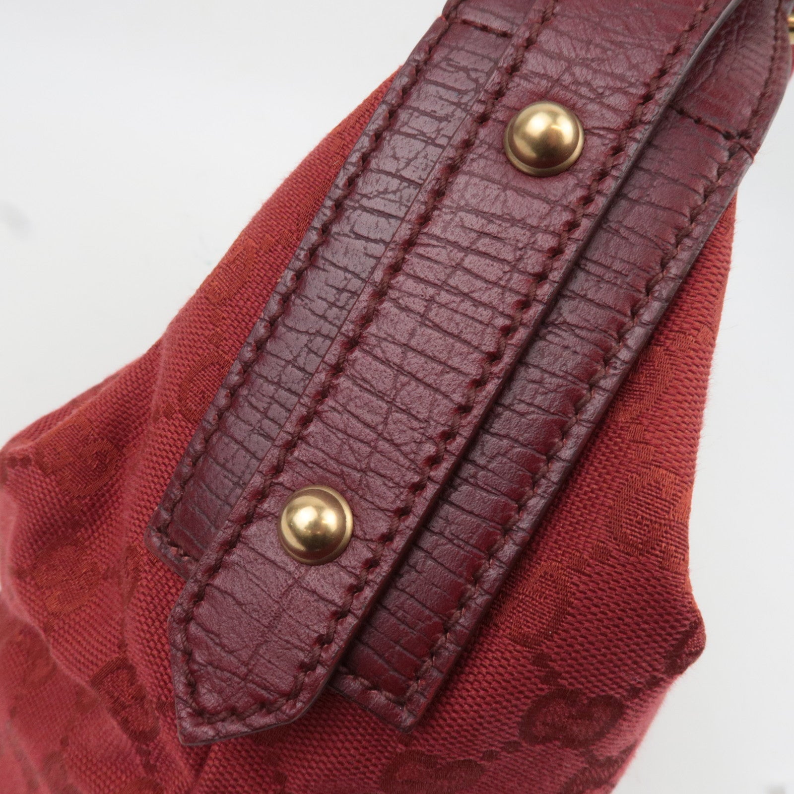 GUCCI Horsebit GG Canvas Shoulder Bag Red 115867