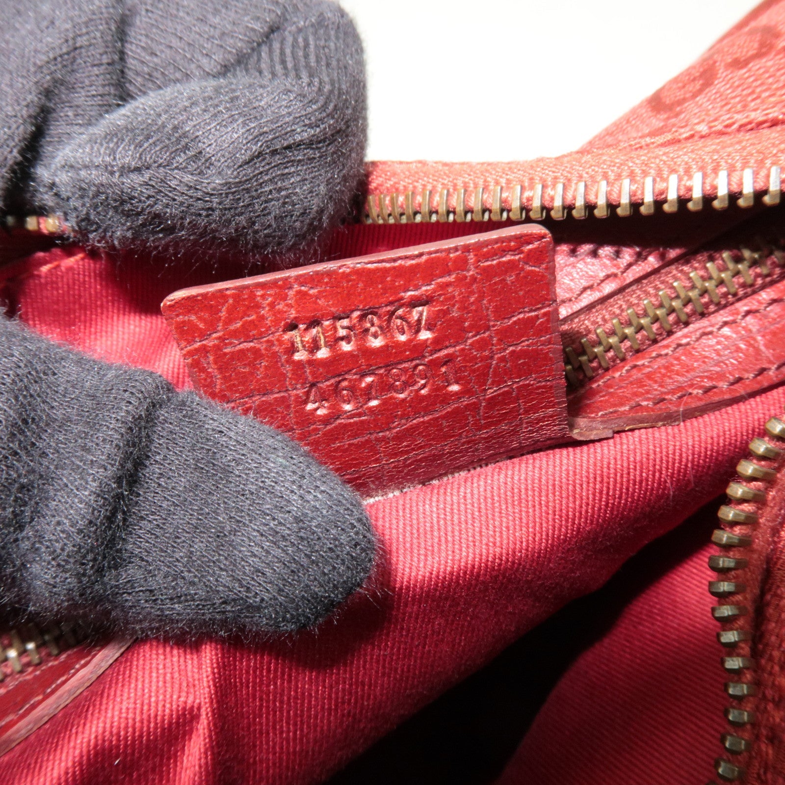 GUCCI Horsebit GG Canvas Shoulder Bag Red 115867