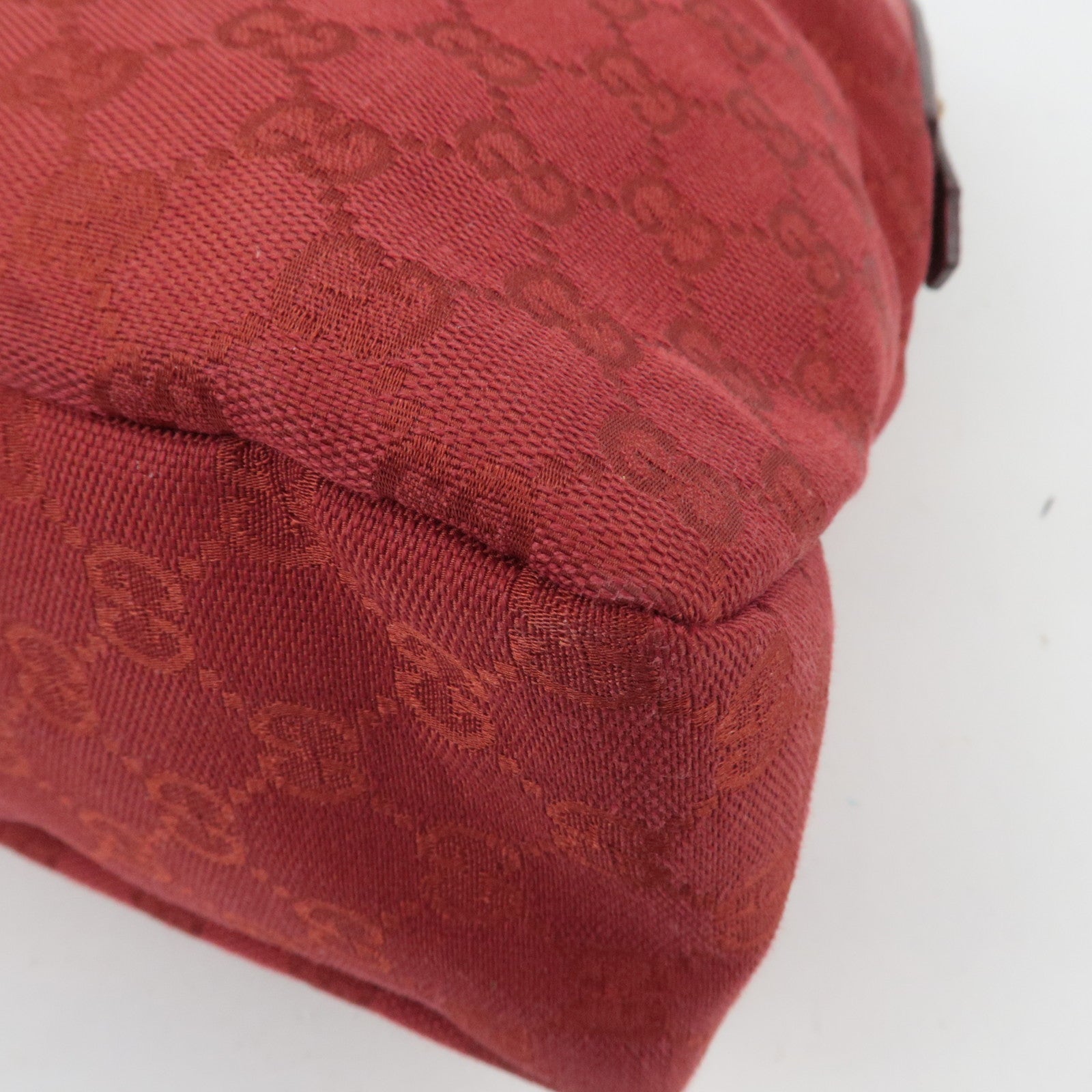 GUCCI Horsebit GG Canvas Shoulder Bag Red 115867