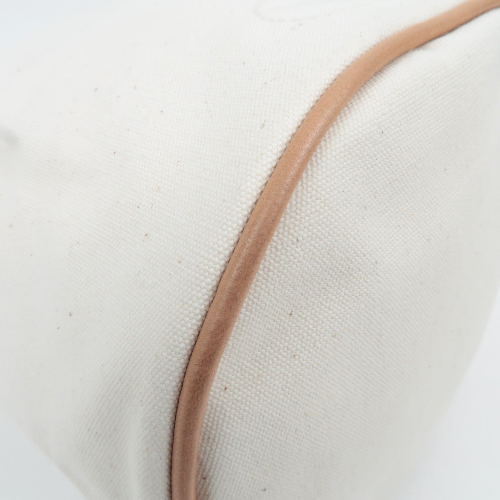 HERMES Polochon Mimile PM Canvas Leather Shoulder Bag Ivory