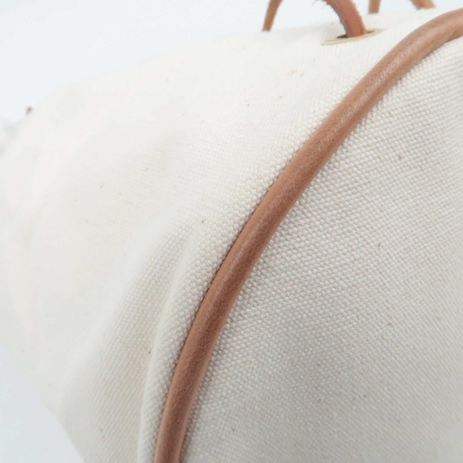 HERMES Polochon Mimile PM Canvas Leather Shoulder Bag Ivory