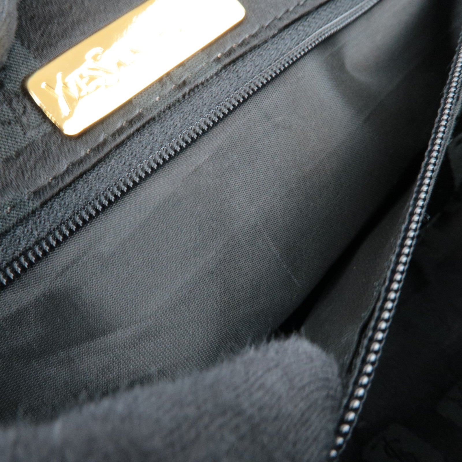 SAINT LAURENT YSL Logo Leather Handbag Black Brown