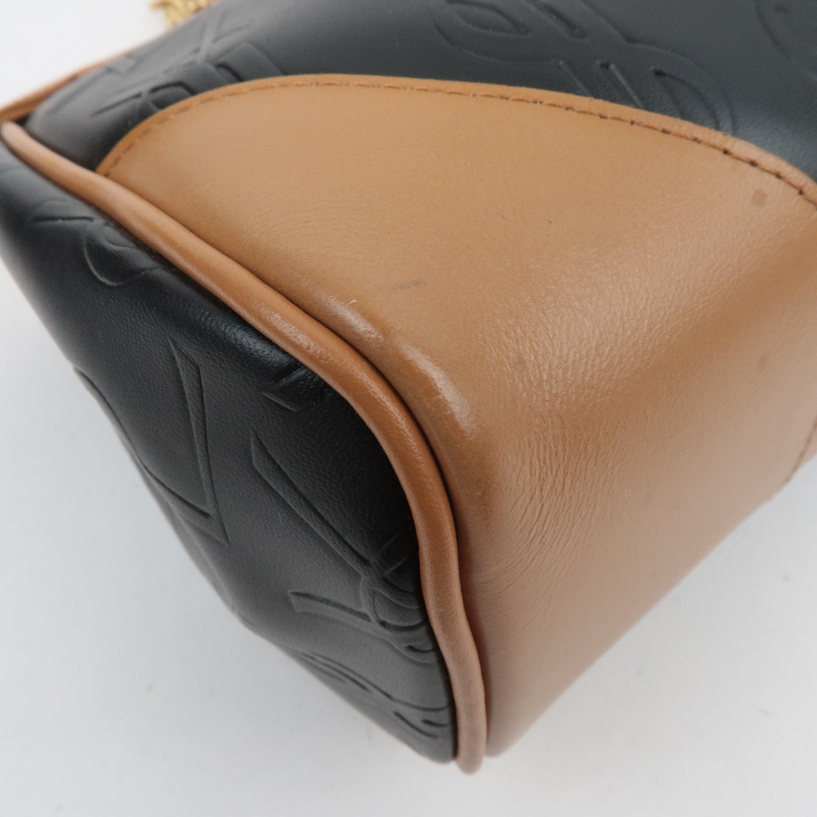 SAINT LAURENT YSL Logo Leather Handbag Black Brown