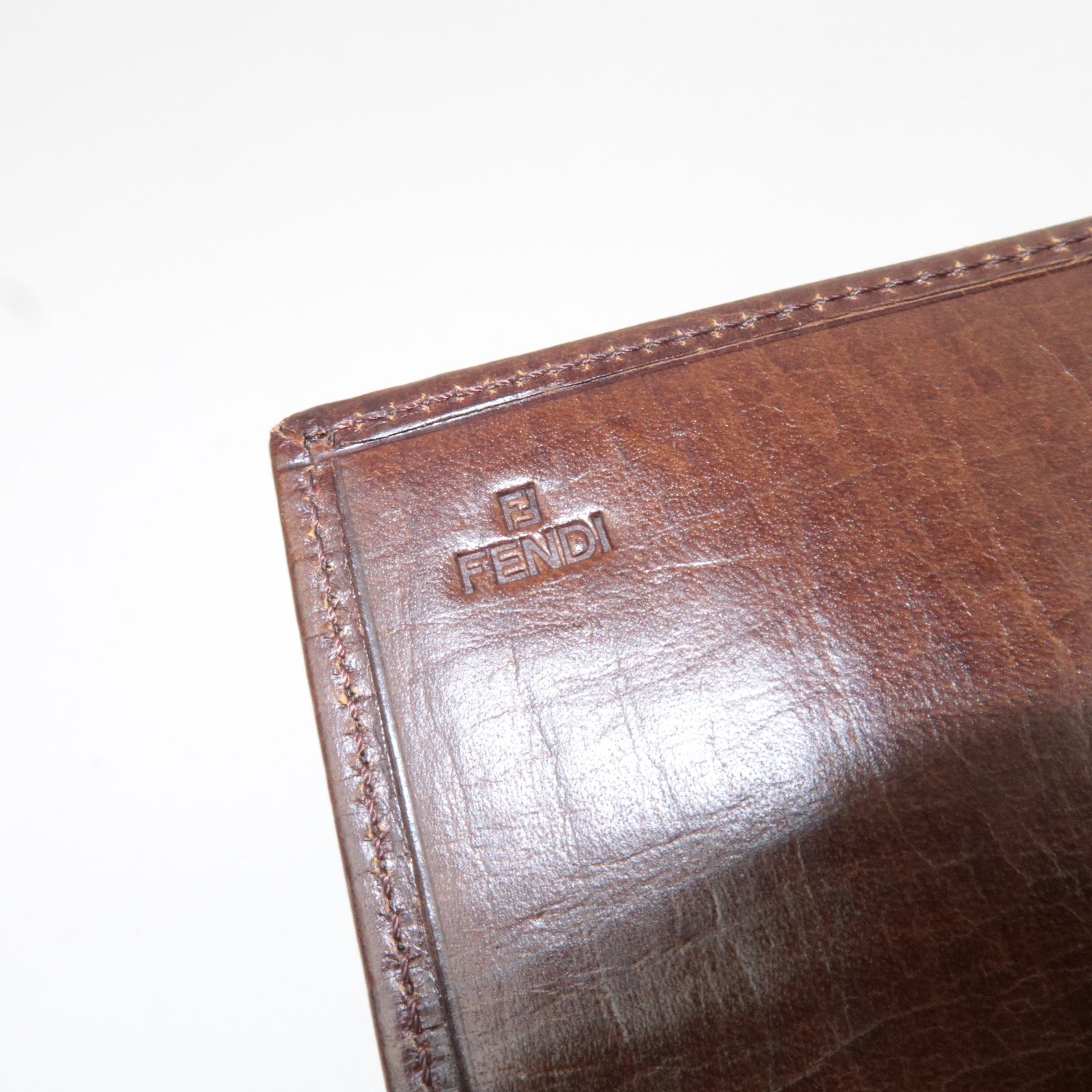 FENDI Zucchino Canvas Leather Long Wallet Khaki Brown 8M0021
