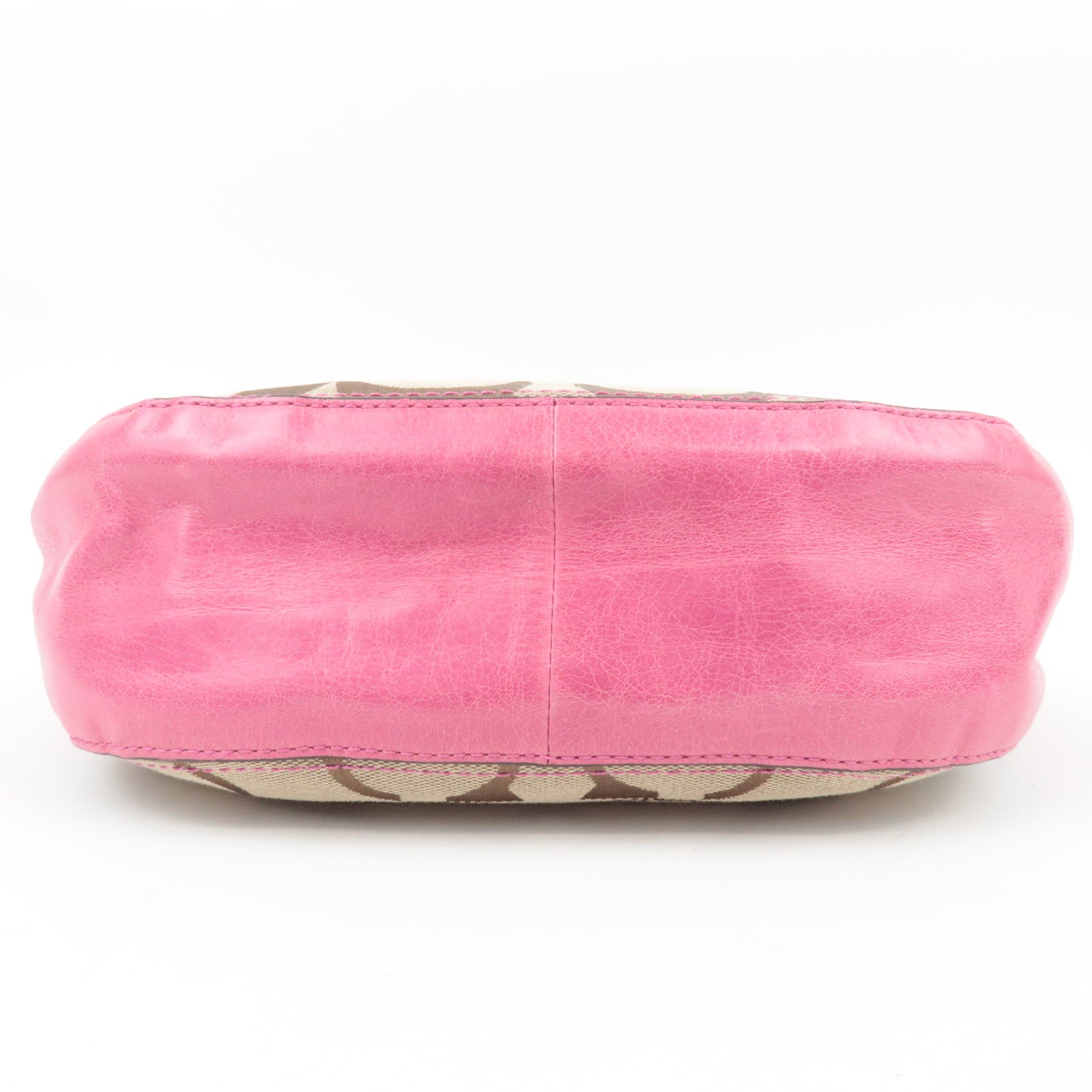 COACH Signature 2Way Canvas Leather Handbag Beige Pink 19034