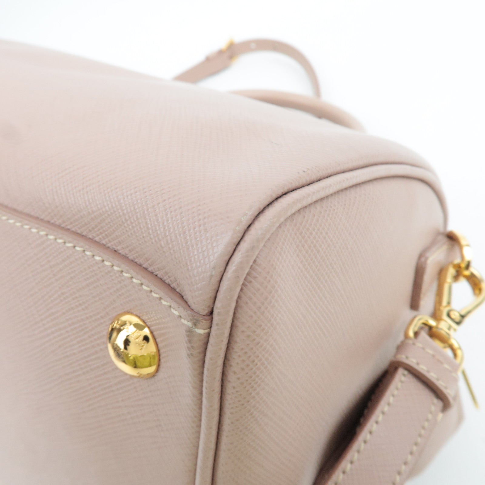 PRADA Galleria Saffiano Leather 2Way Small Boston Bag Pink Beige 1M1132