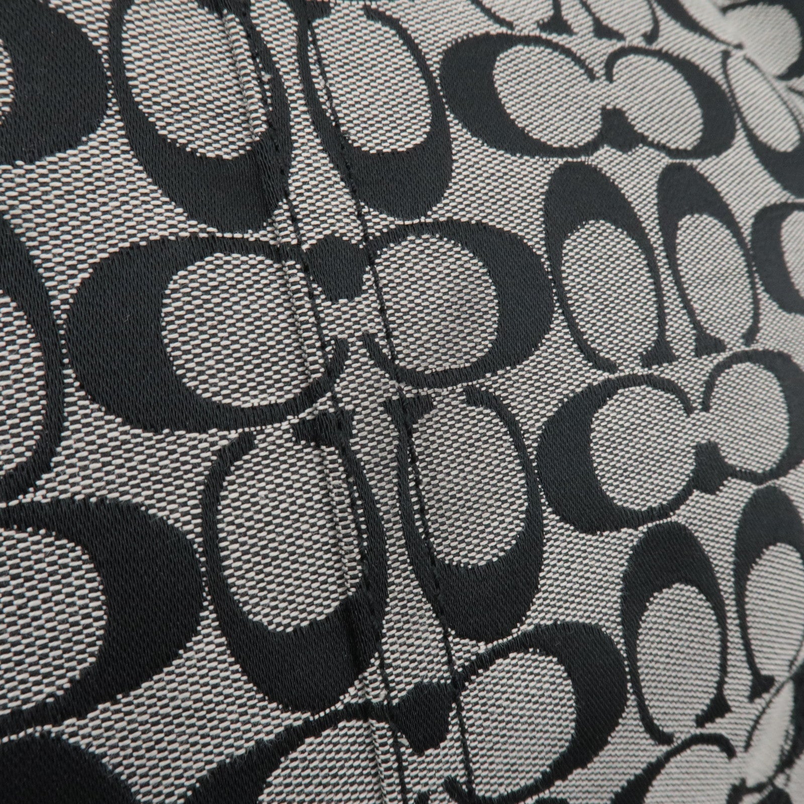 COACH Signature Canvas Leather Shoulder Bag Black White F13115