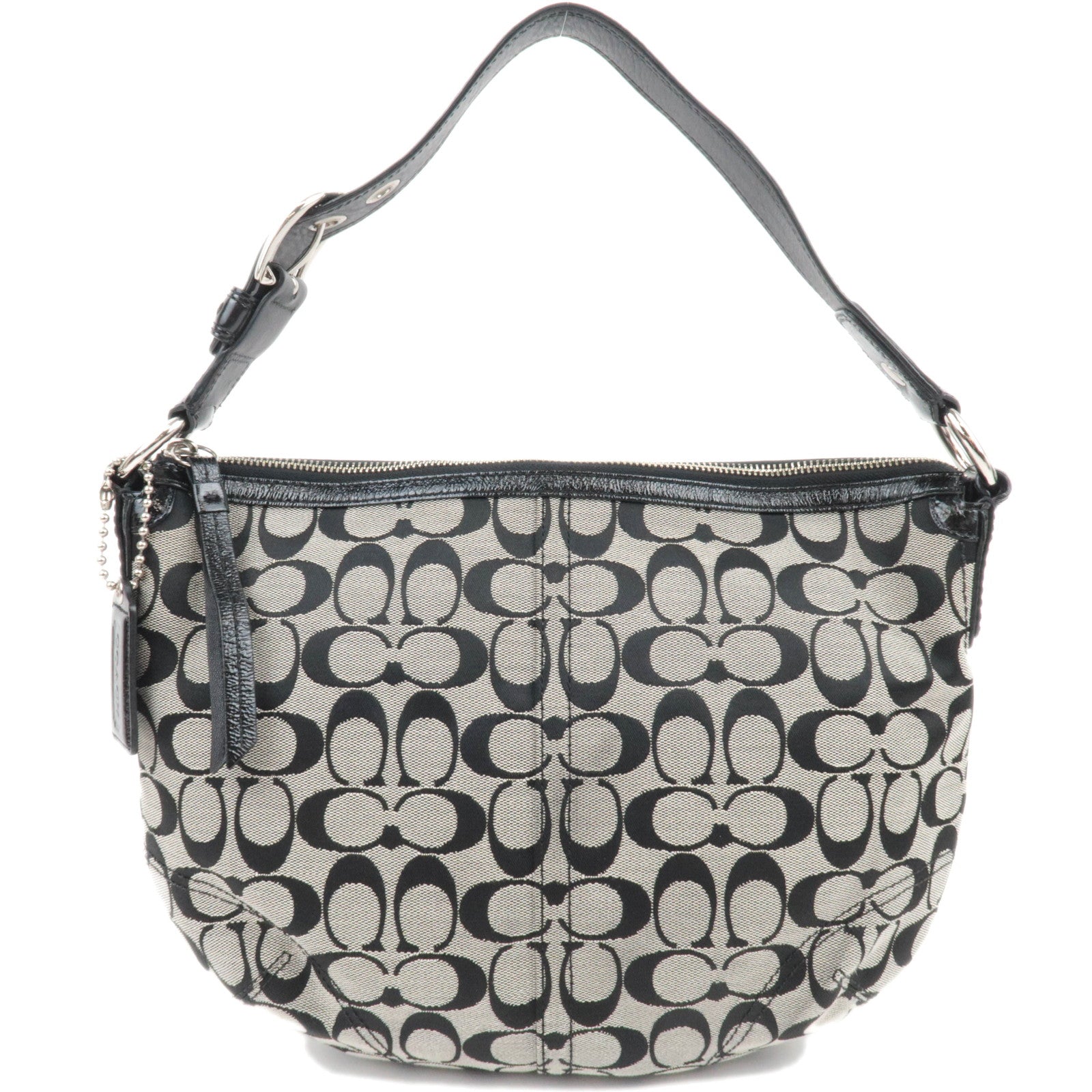 COACH Signature Canvas Leather Shoulder Bag Black White F1311586748