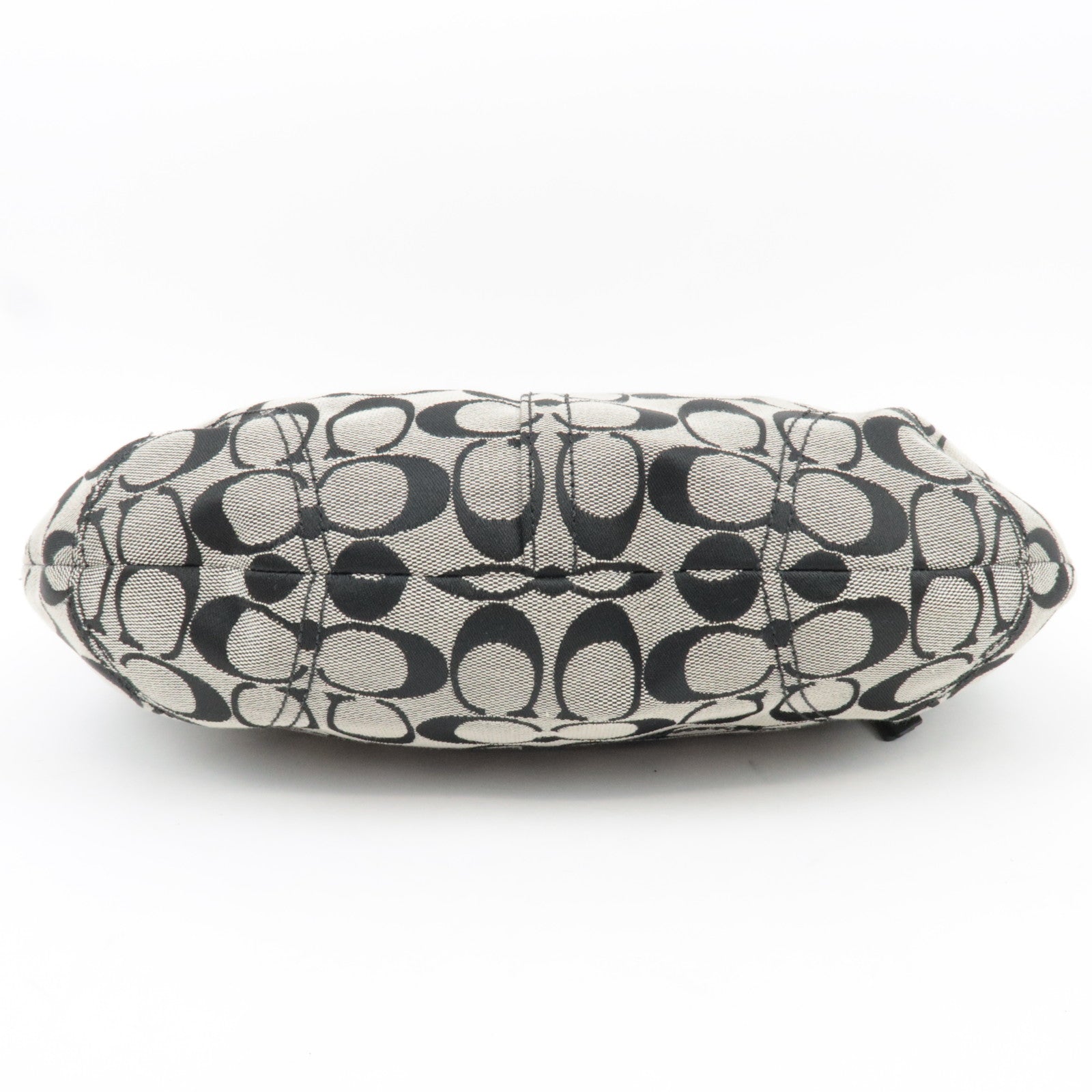 COACH Signature Canvas Leather Shoulder Bag Black White F13115