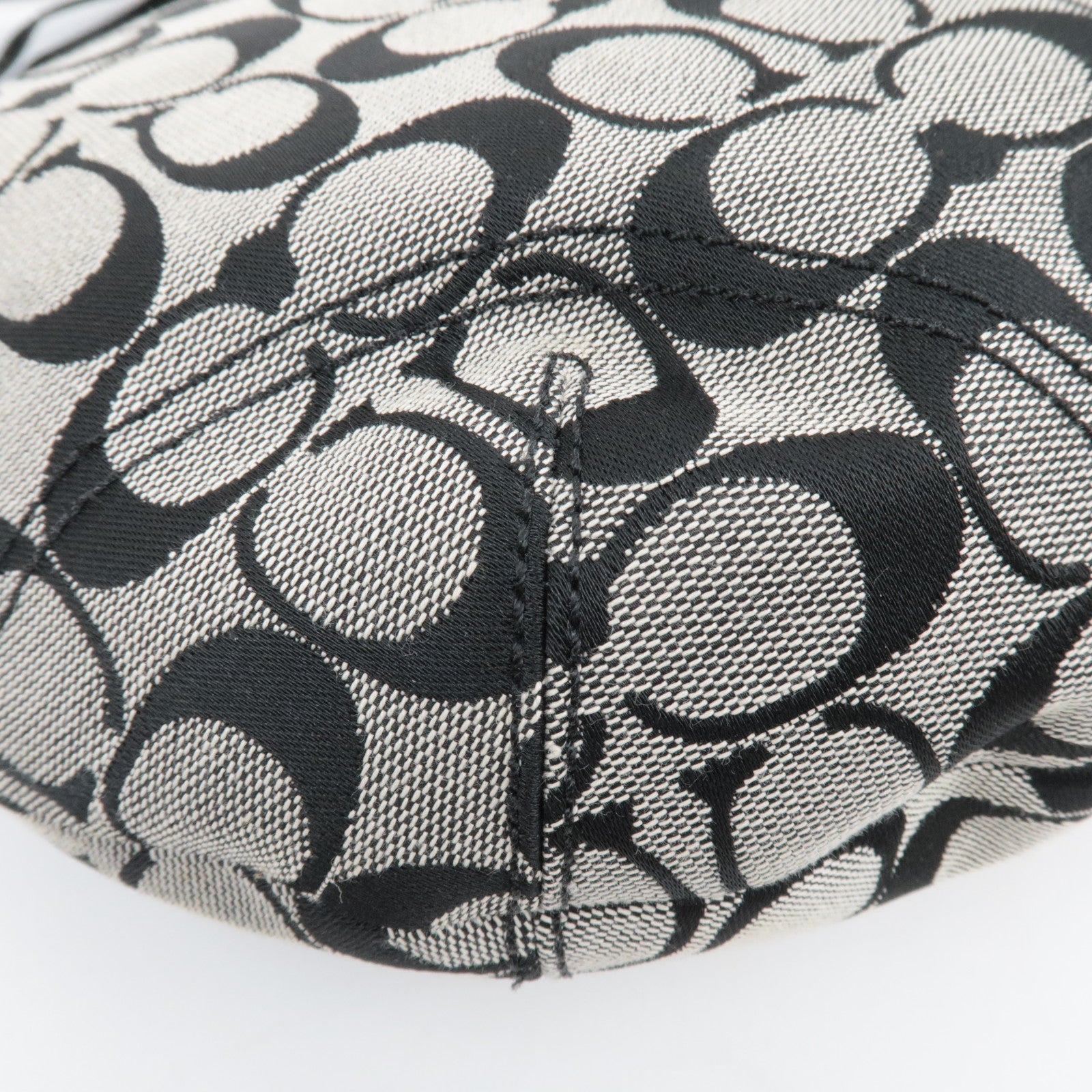 COACH Signature Canvas Leather Shoulder Bag Black White F13115