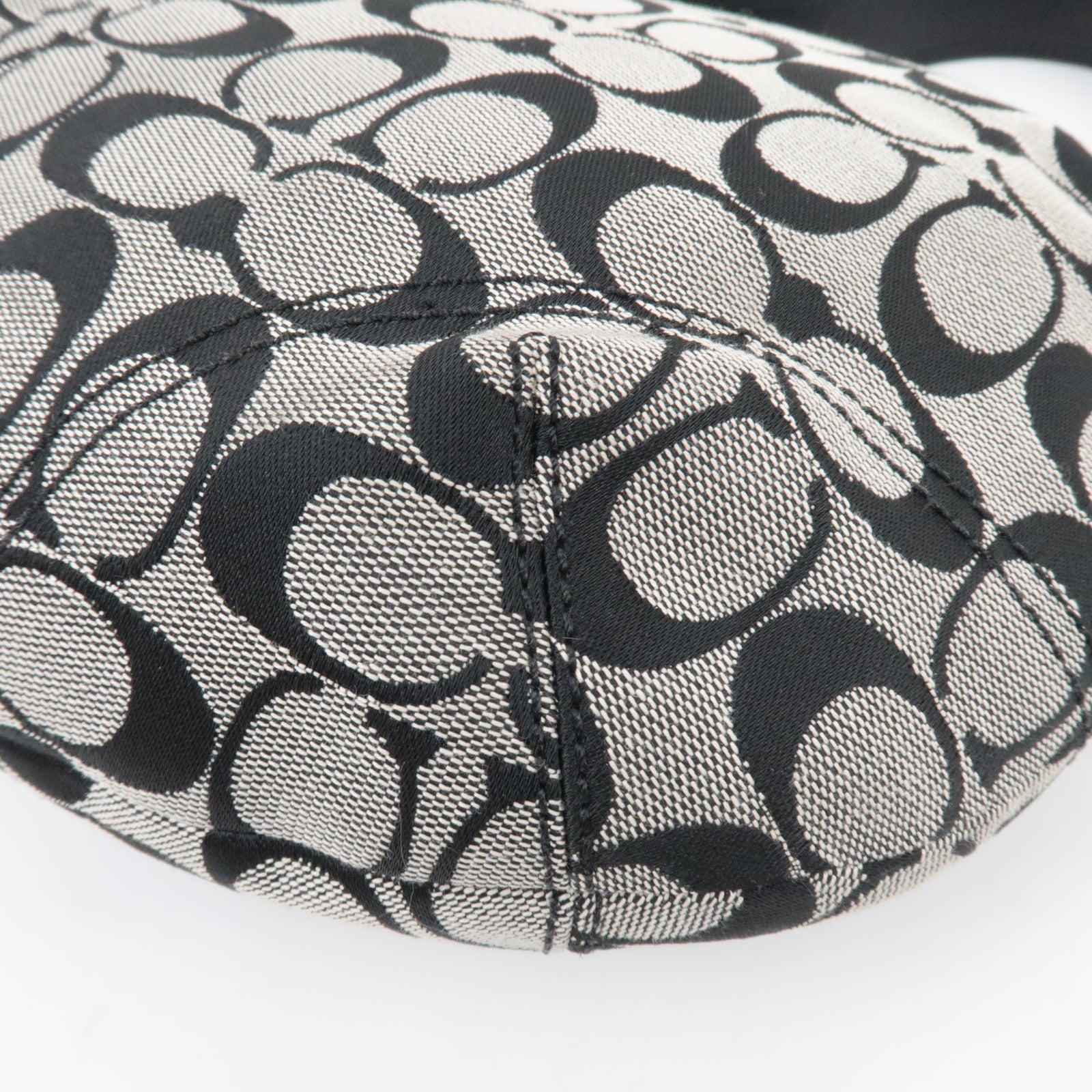 COACH Signature Canvas Leather Shoulder Bag Black White F13115