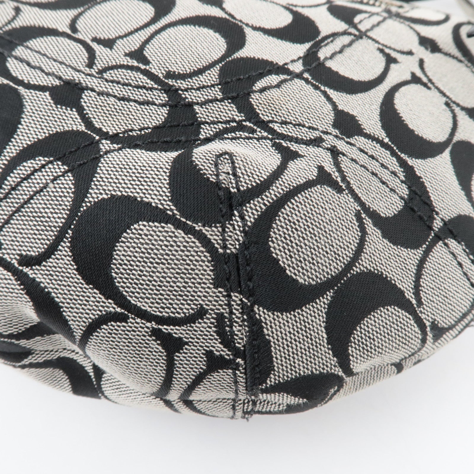 COACH Signature Canvas Leather Shoulder Bag Black White F13115