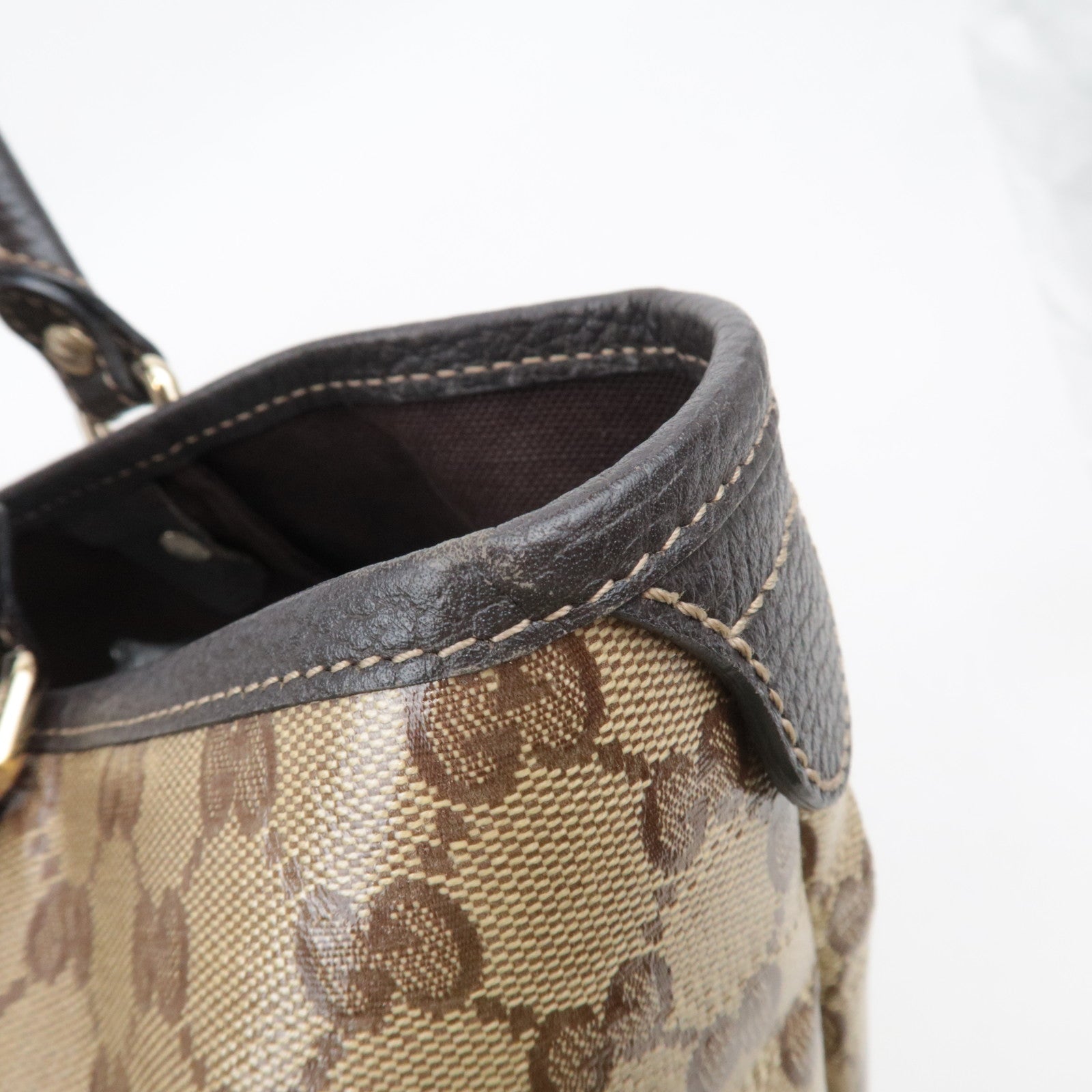 GUCCI GG Crystal Tote Bag Beige Brown