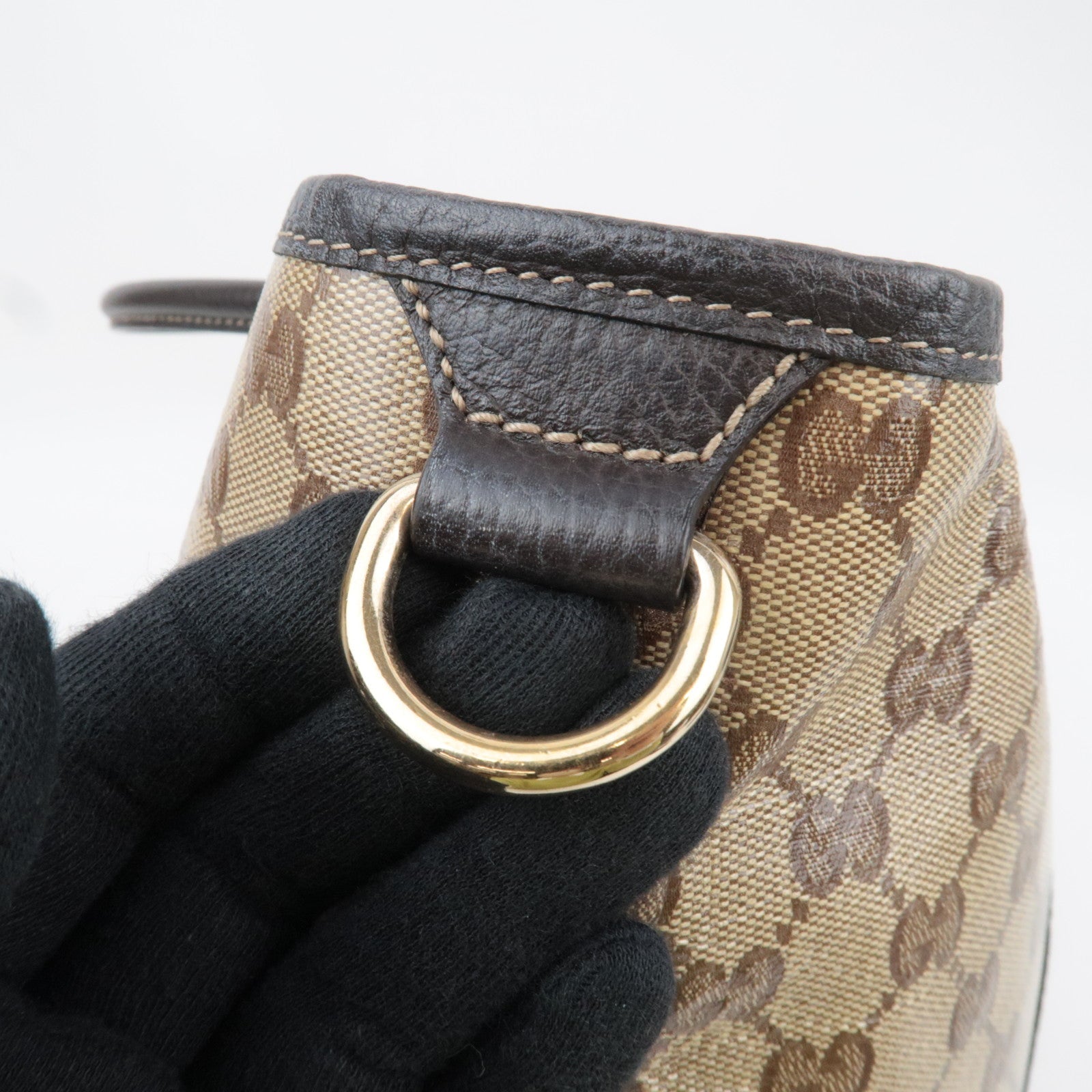 GUCCI GG Crystal Tote Bag Beige Brown