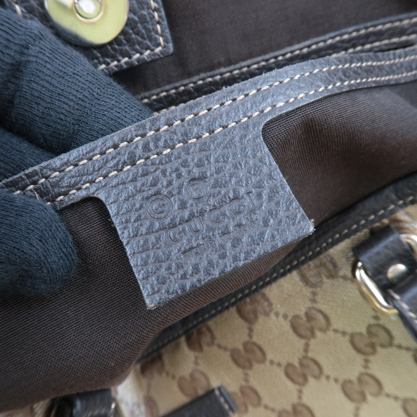 GUCCI GG Crystal Tote Bag Beige Brown