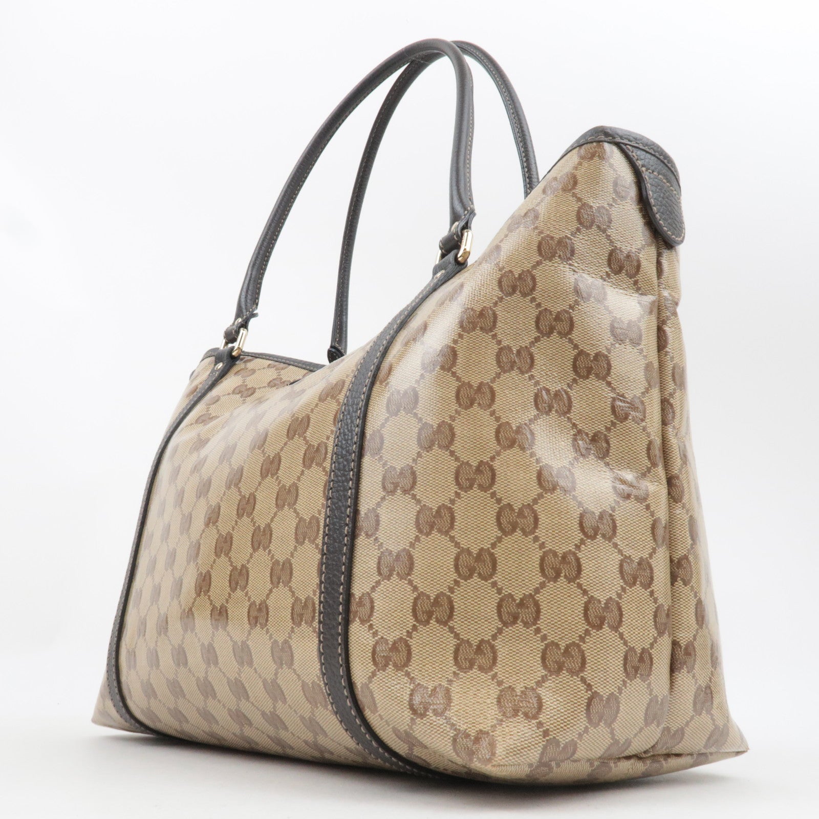 GUCCI GG Crystal Tote Bag Beige Brown