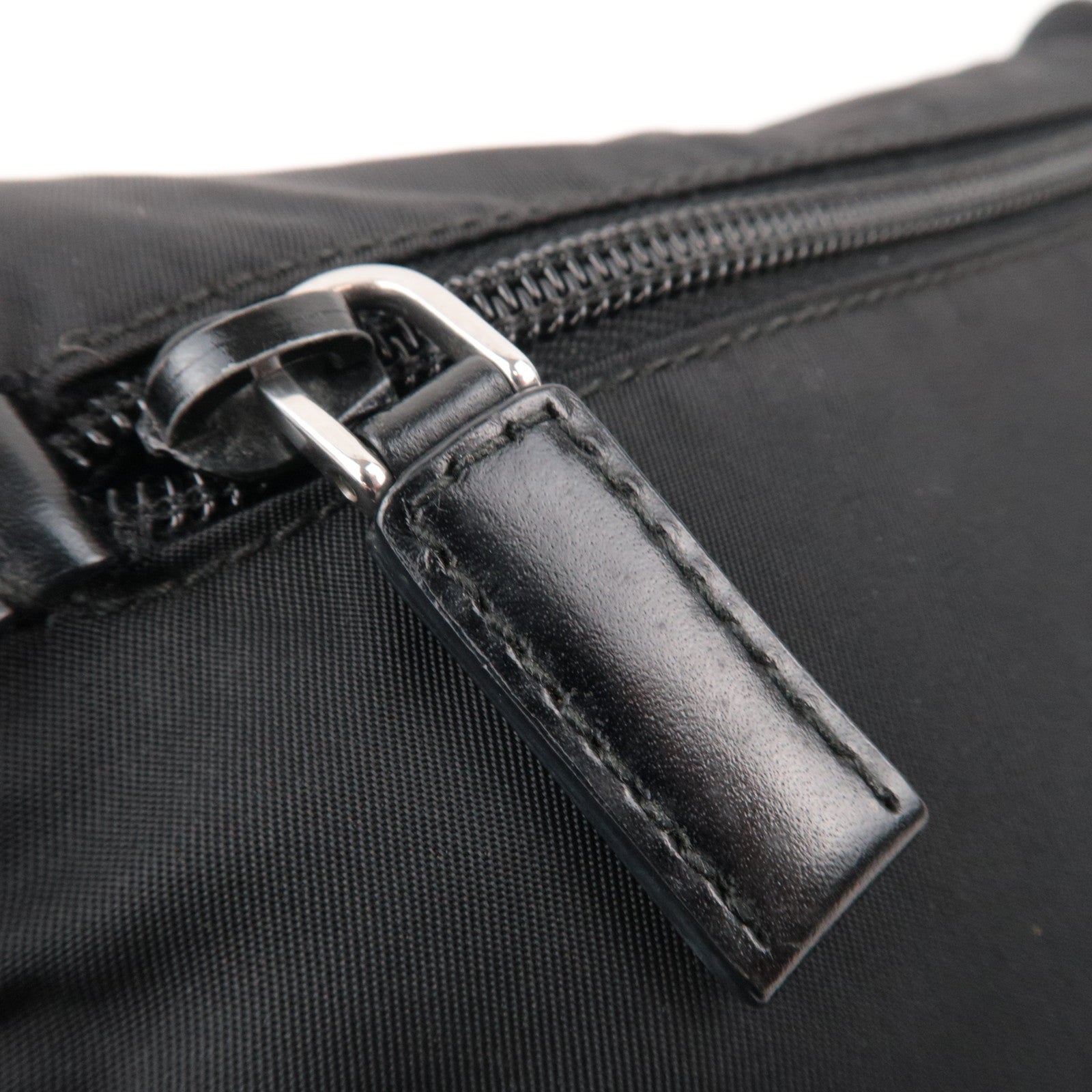 PRADA Nylon Leather Shoulder Bag Black