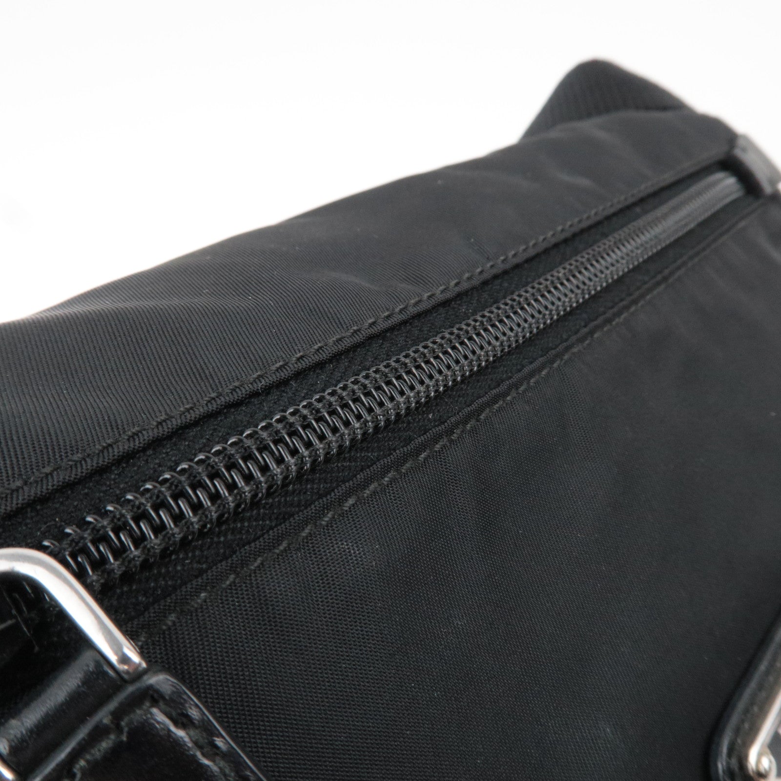 PRADA Nylon Leather Shoulder Bag Black