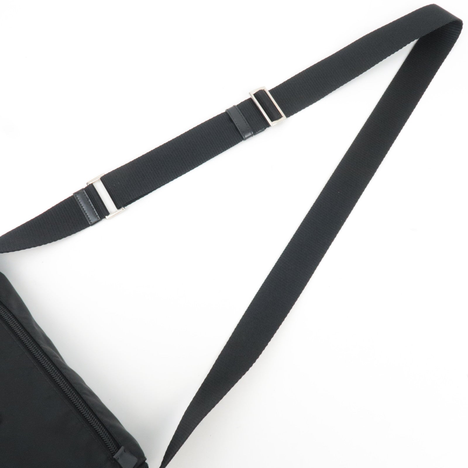 PRADA Nylon Leather Shoulder Bag Black
